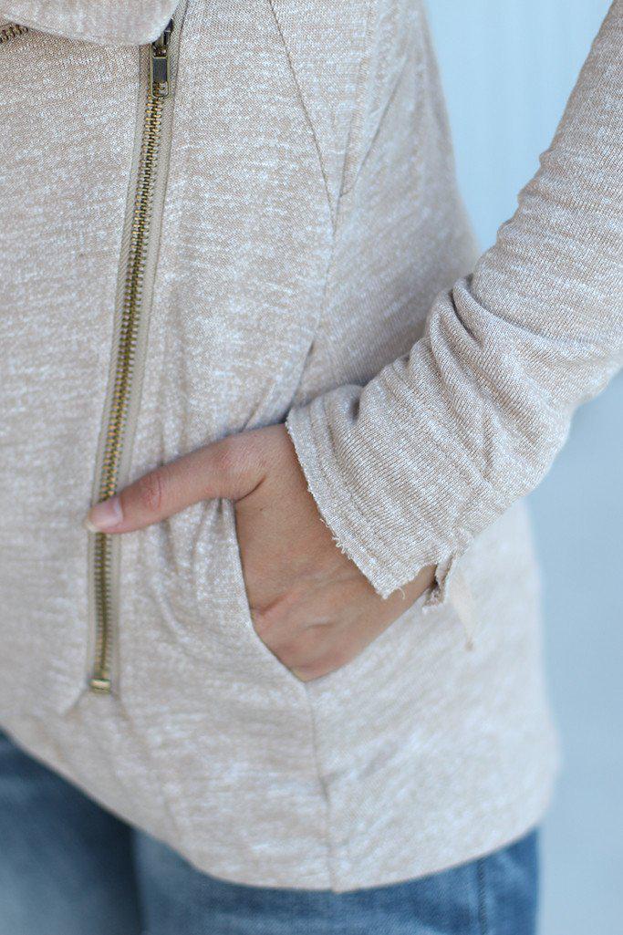 Stylish Ivory Asymmetrical Zippered Women's Jacket for All Seasons