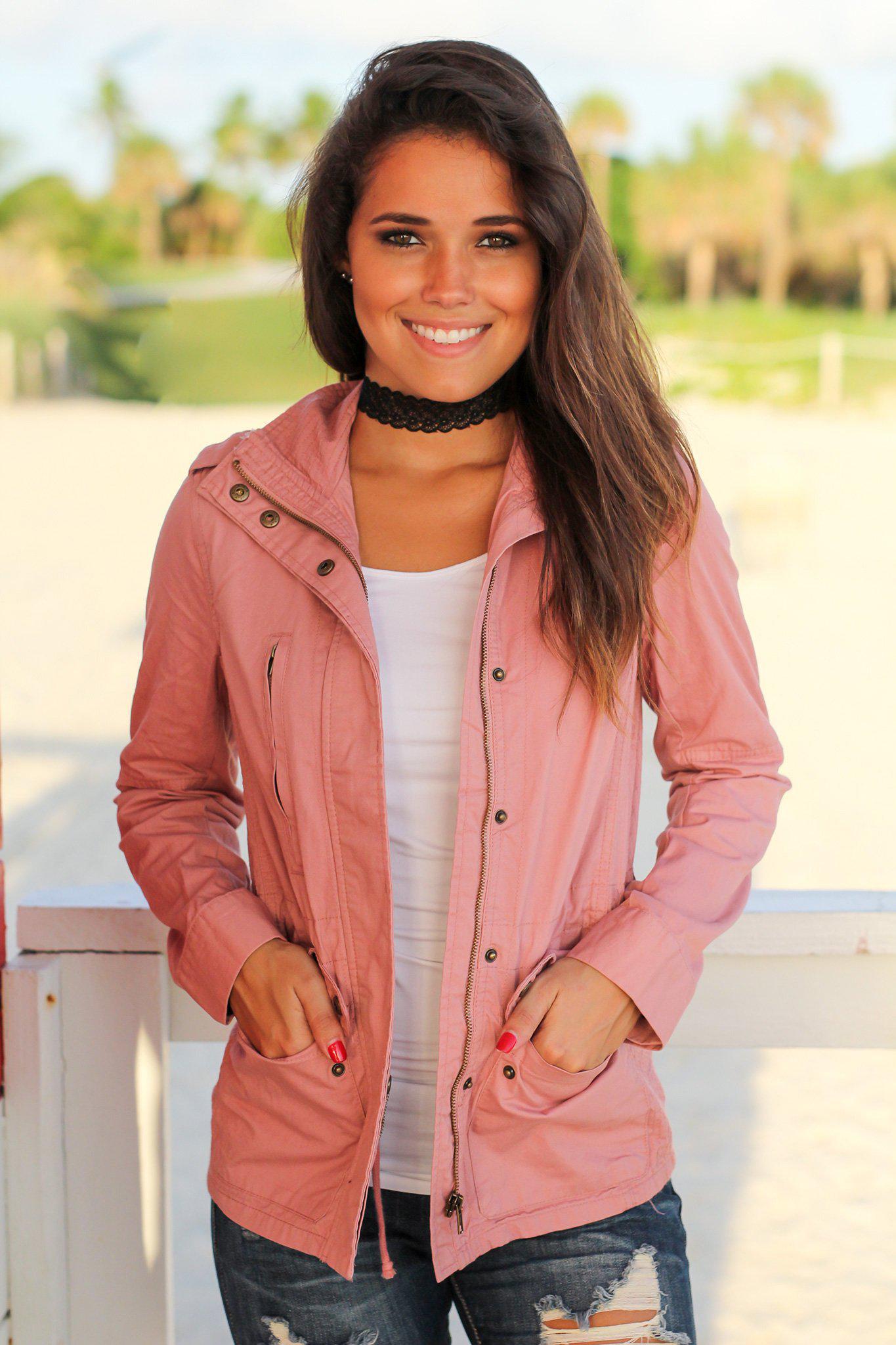 Charming Mauve Cotton Fall Jacket for Women