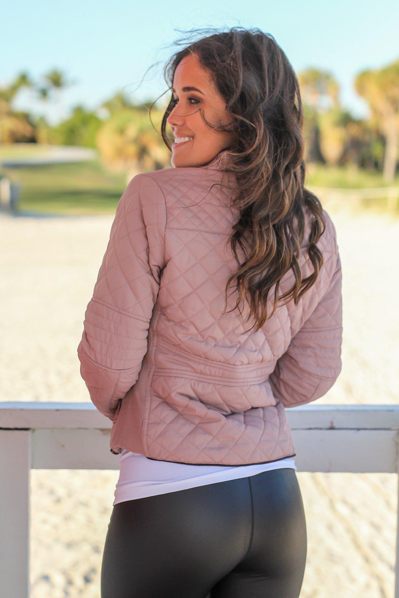 Stylish Blush-colored Quilted Women's Winter Jacket