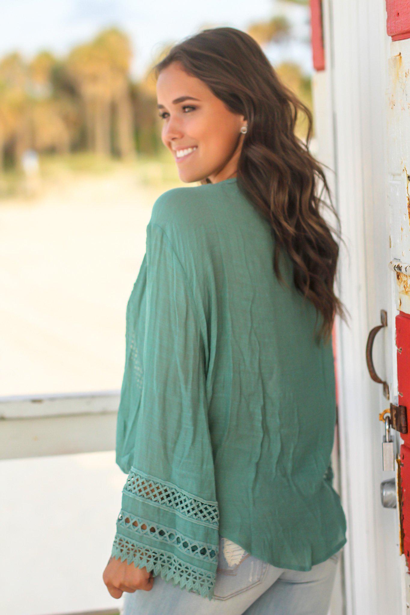 Exquisite Jade Handmade Crochet Wrap Style Women's Top