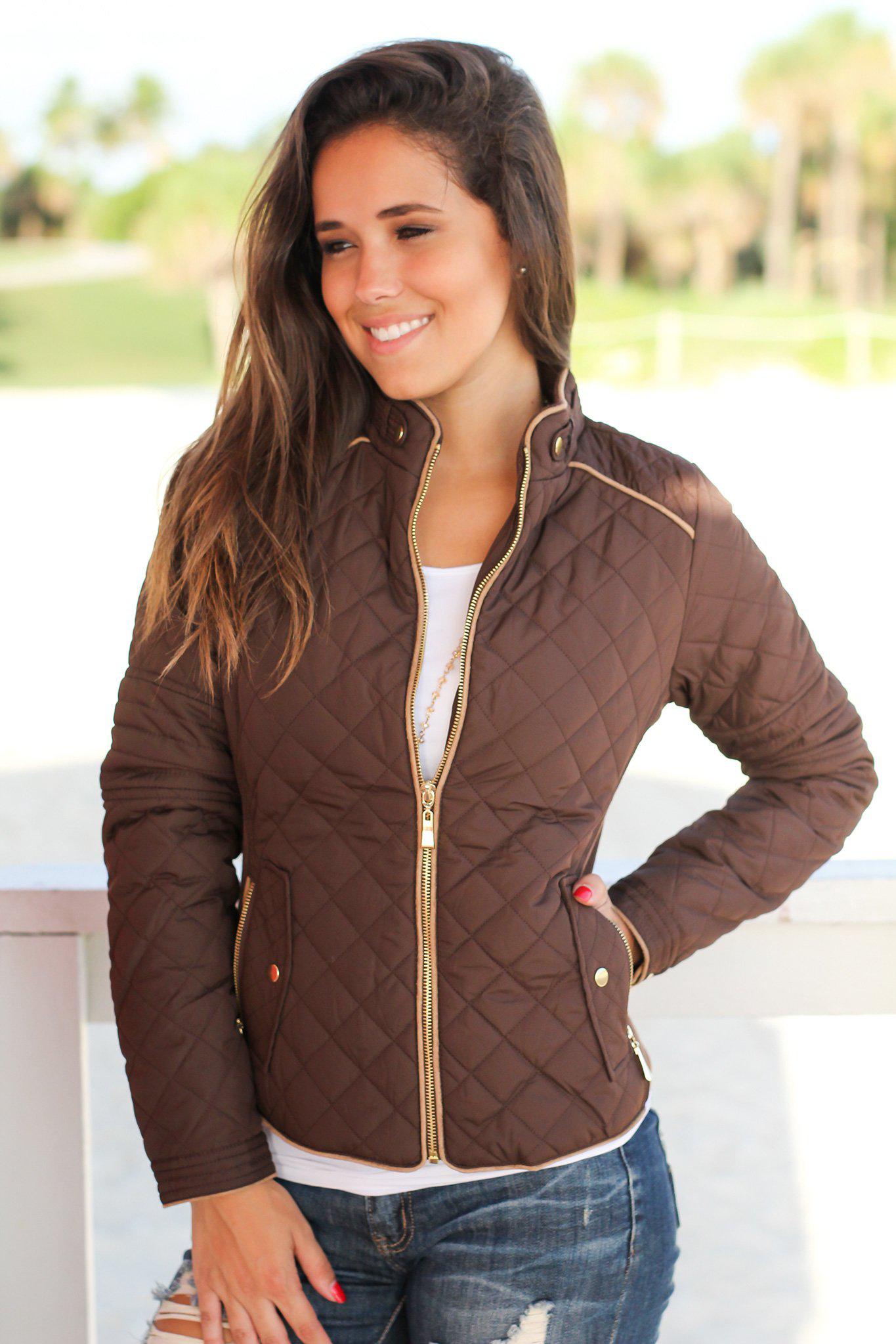 Stylish Brown Quilted Winter Jacket for Fashionable Look