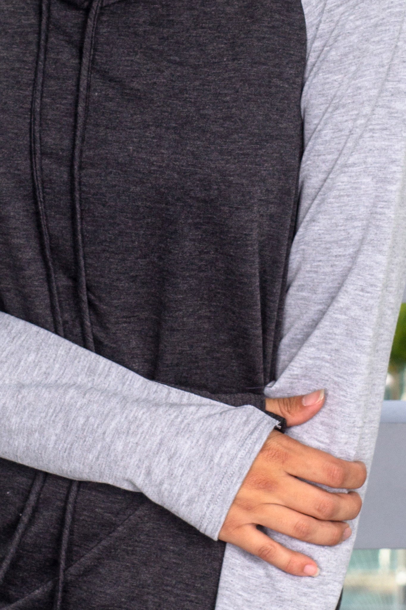 Stylish Charcoal and Heather Gray Color - Blocked Pullover Sweater