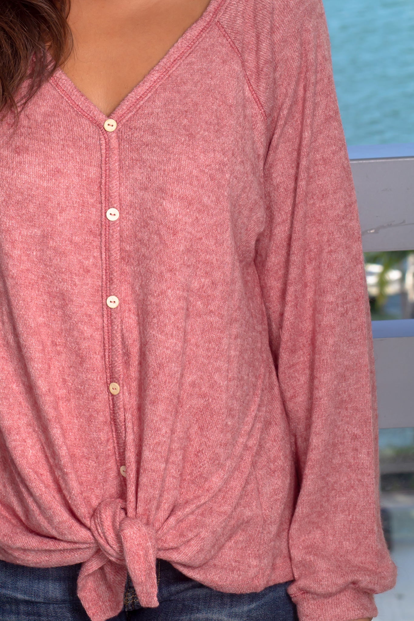 Stylish Brick-Colored Button-Down Women's Top