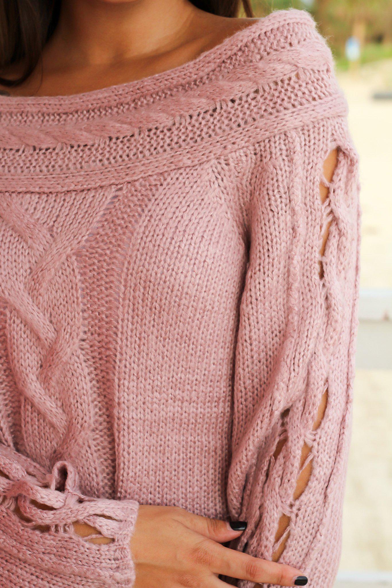 Adorable Mauve-colored Knitted Sweater for Fall and Winter