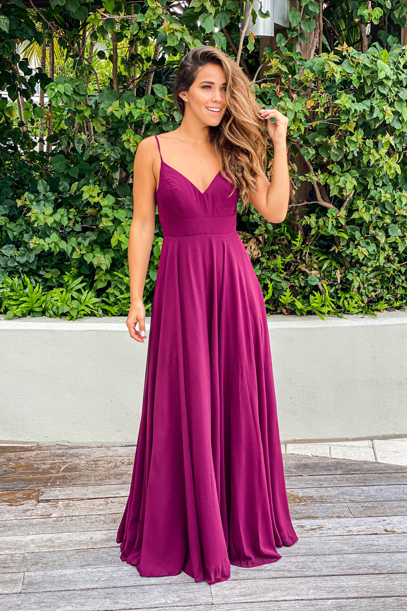 Elegant Burgundy Sleeveless Maxi Dress with Embroidered Back and Button Design