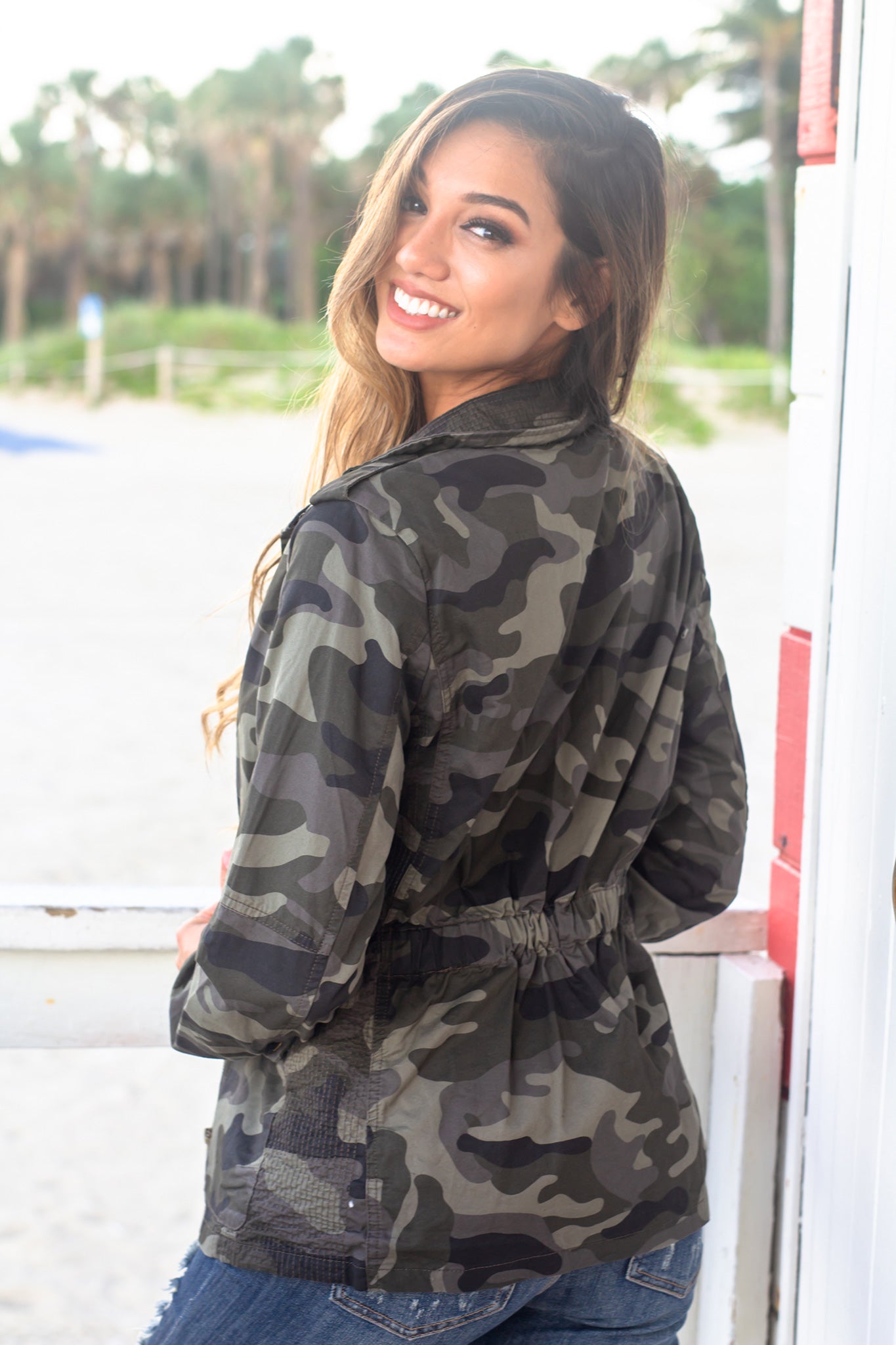 Stylish Camouflage Printed Cotton Fall Jacket