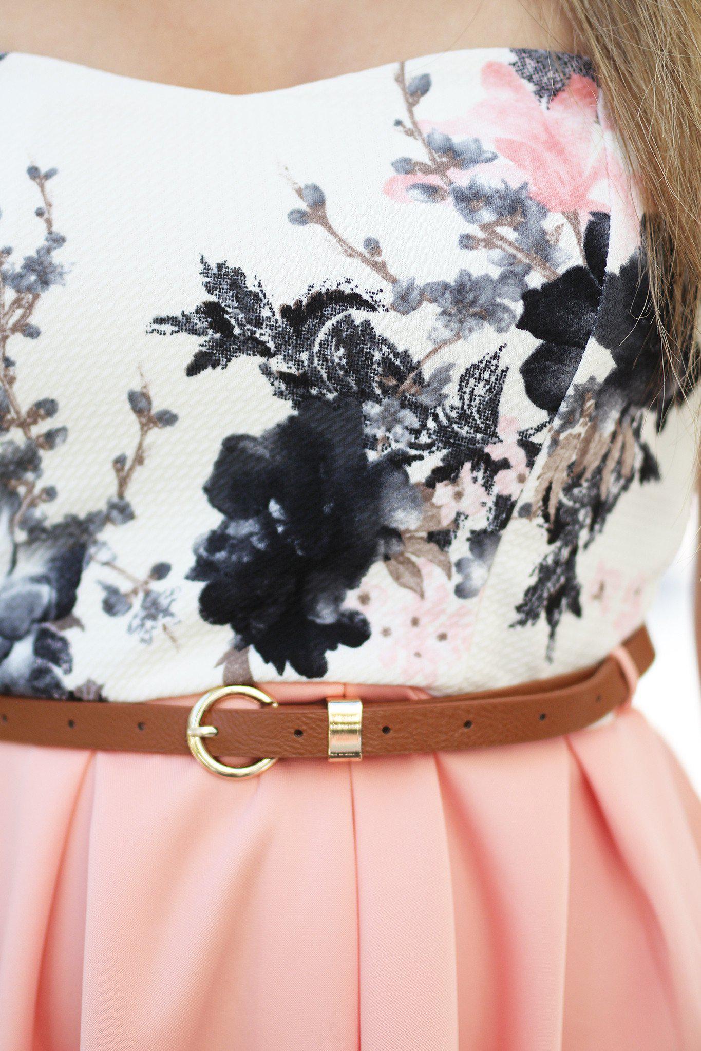 Adorable Light Pink Floral Short Women's Dress