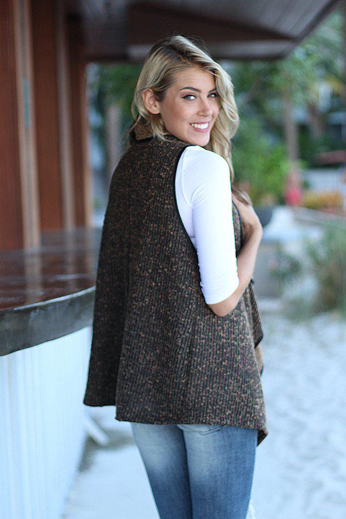 Stylish Brown Asymmetrical Comfort Vest for All Seasons
