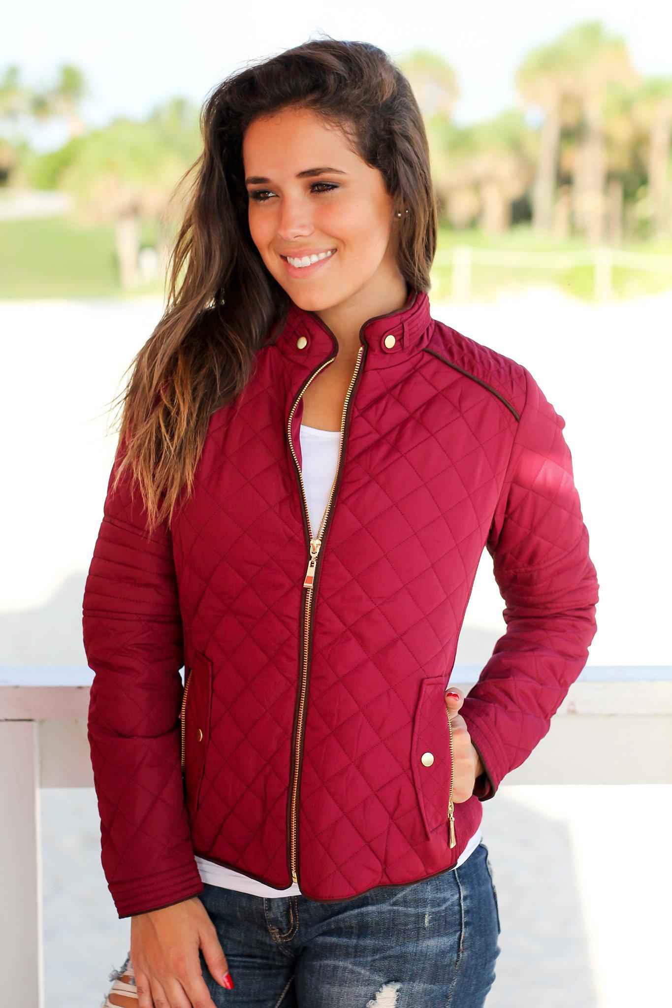 Stylish Burgundy Quilted Women's Winter Jacket
