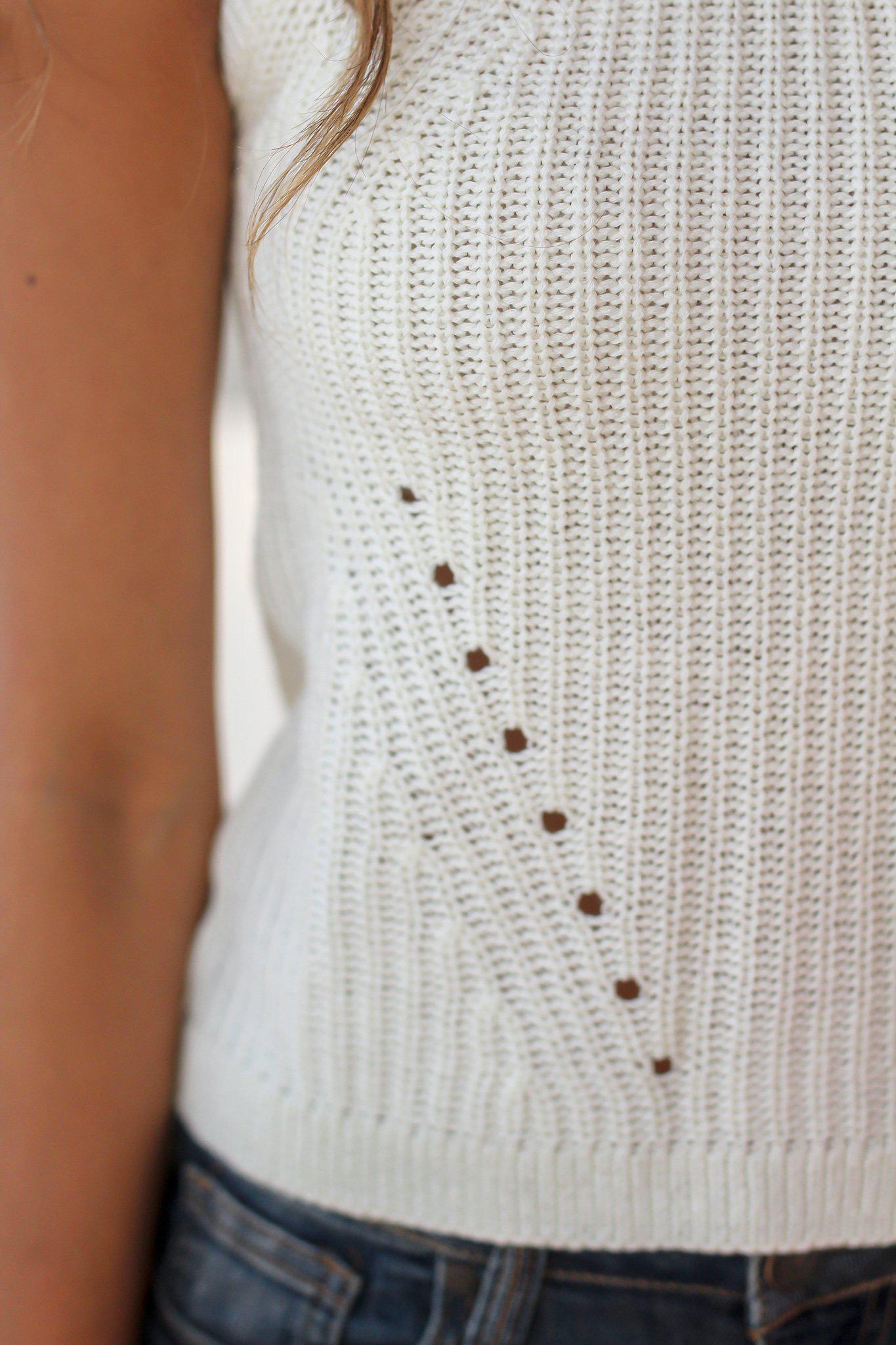 Stylish Ivory Knit Halter Neck Sleeveless Summer Top