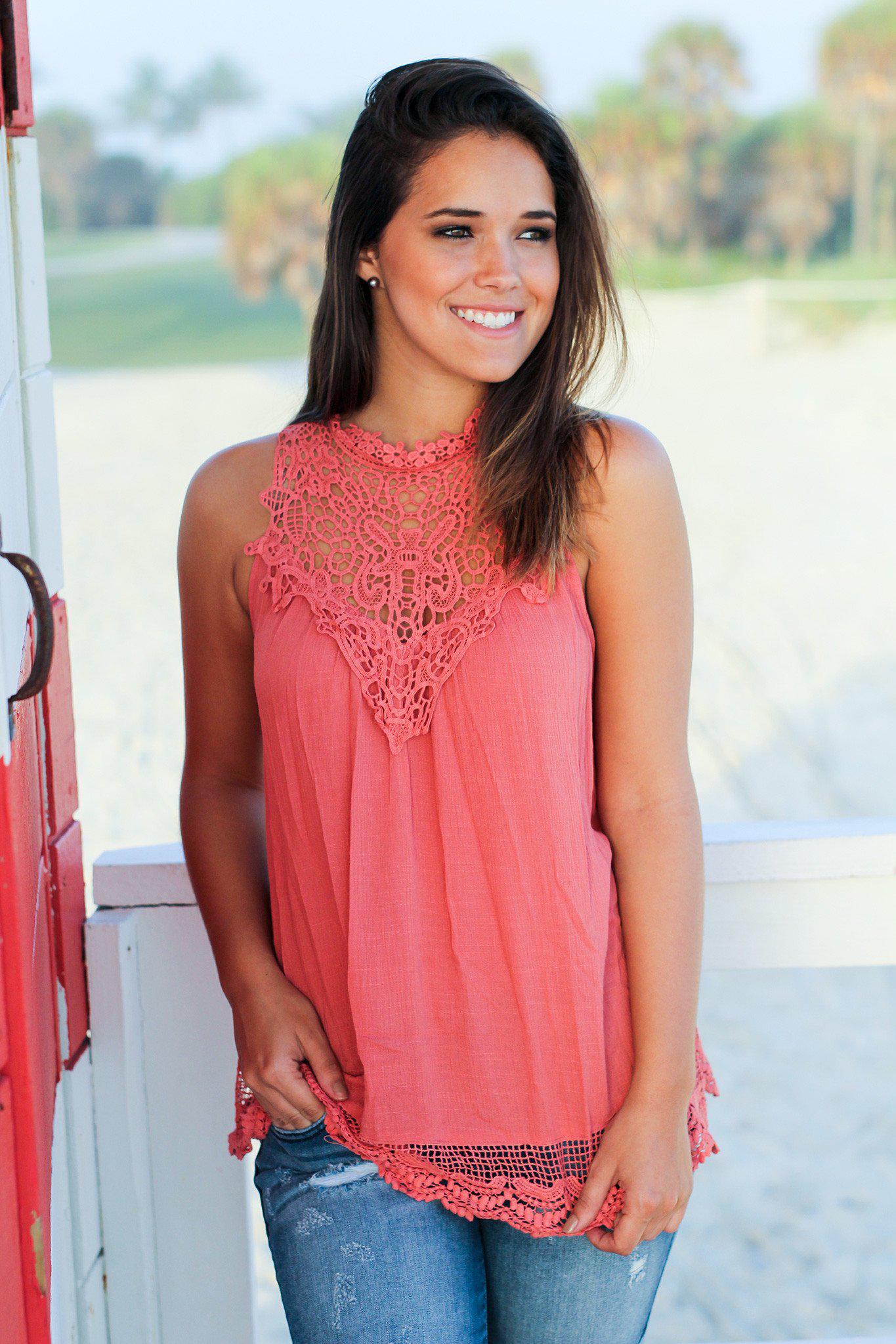 Stylish Marsala Colored Crochet Sleeveless Women's Top