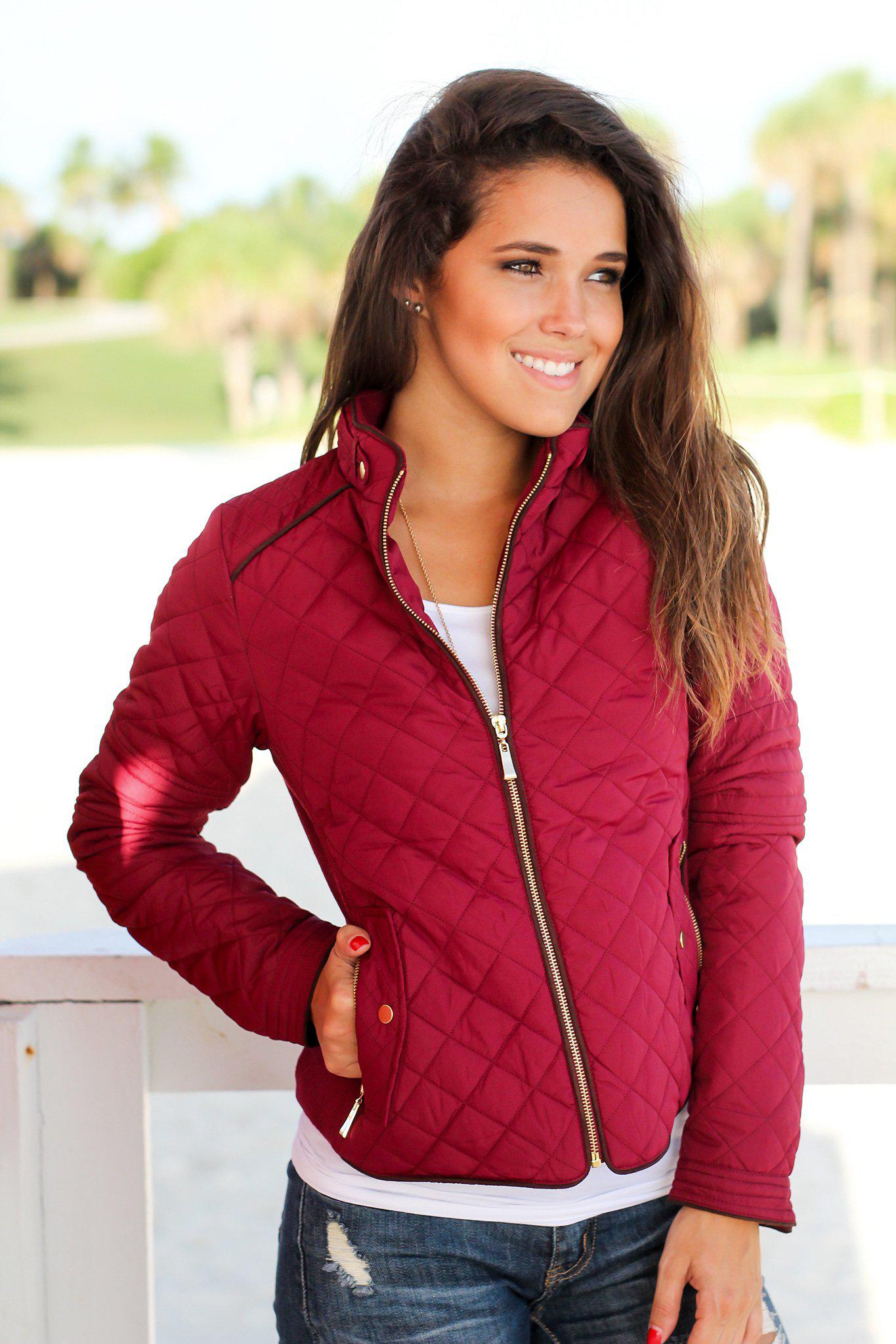 Stylish Burgundy Quilted Women's Winter Jacket