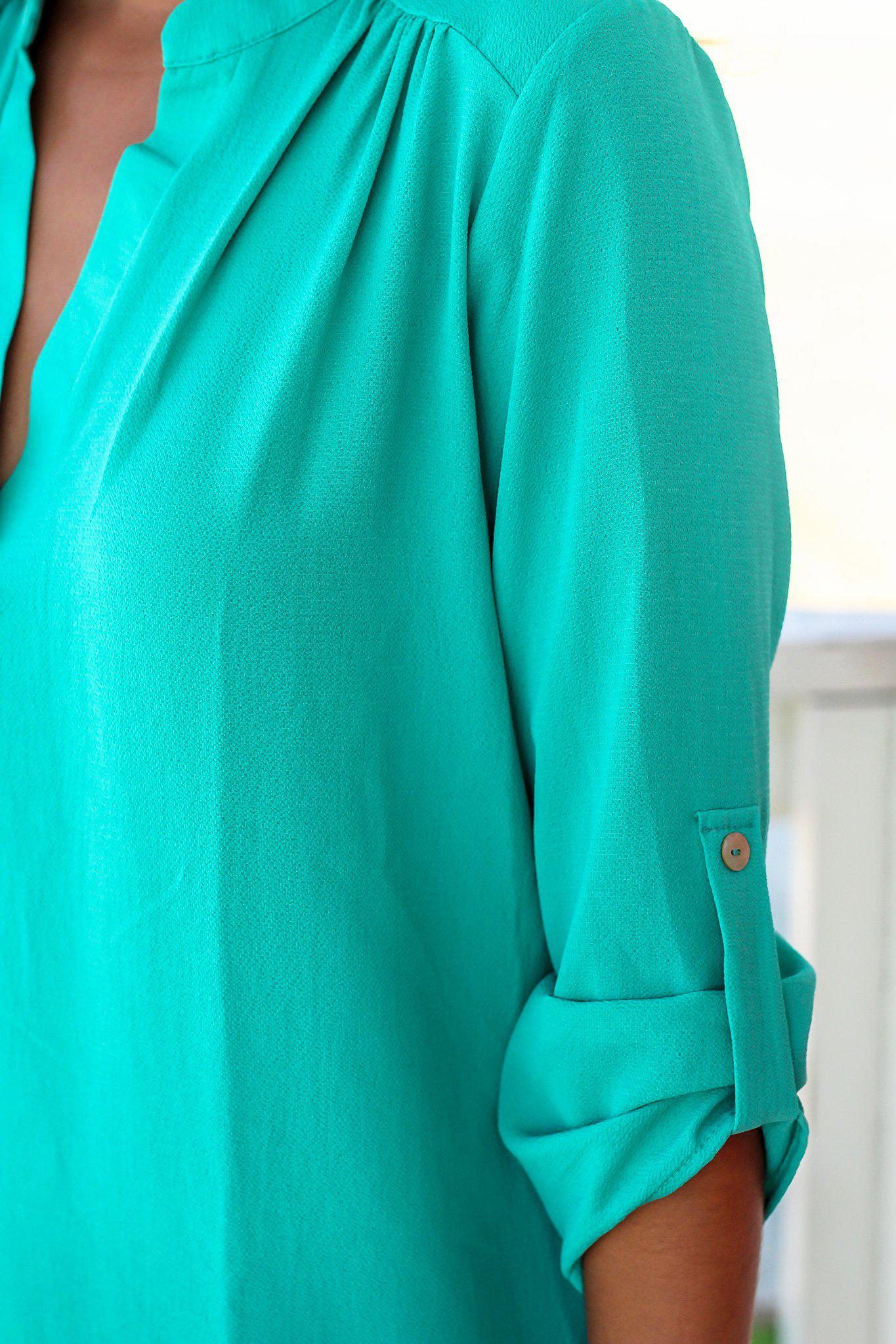 Stylish 3/4 Sleeves Jade Chiffon Women's Top