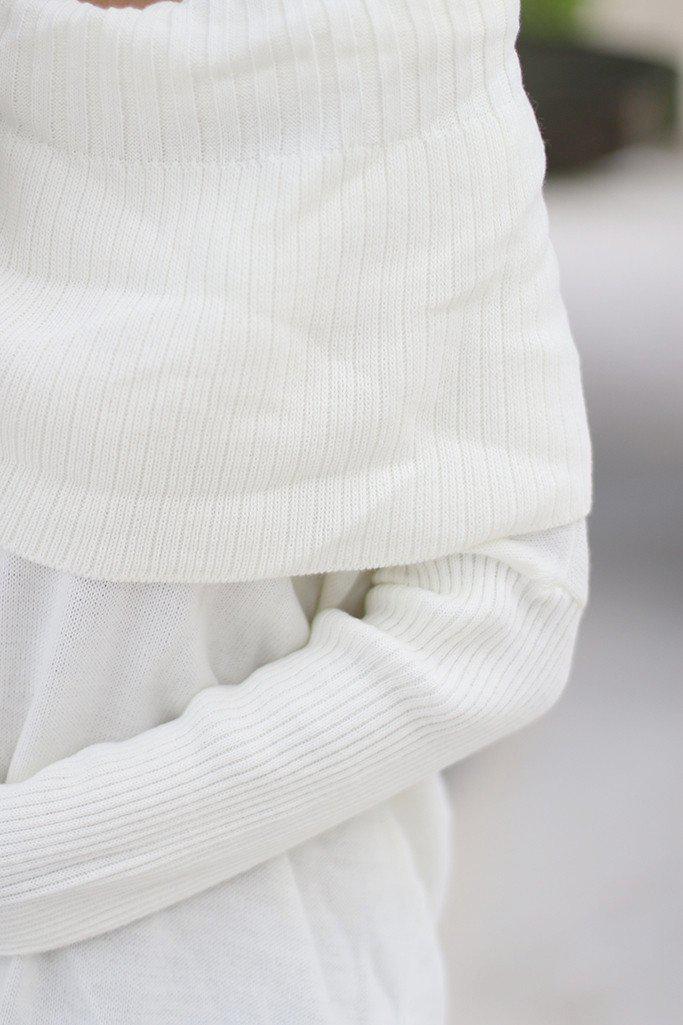 Gorgeous Ivory Acrylic Cowl Neck Long Sleeve Sweater for Women