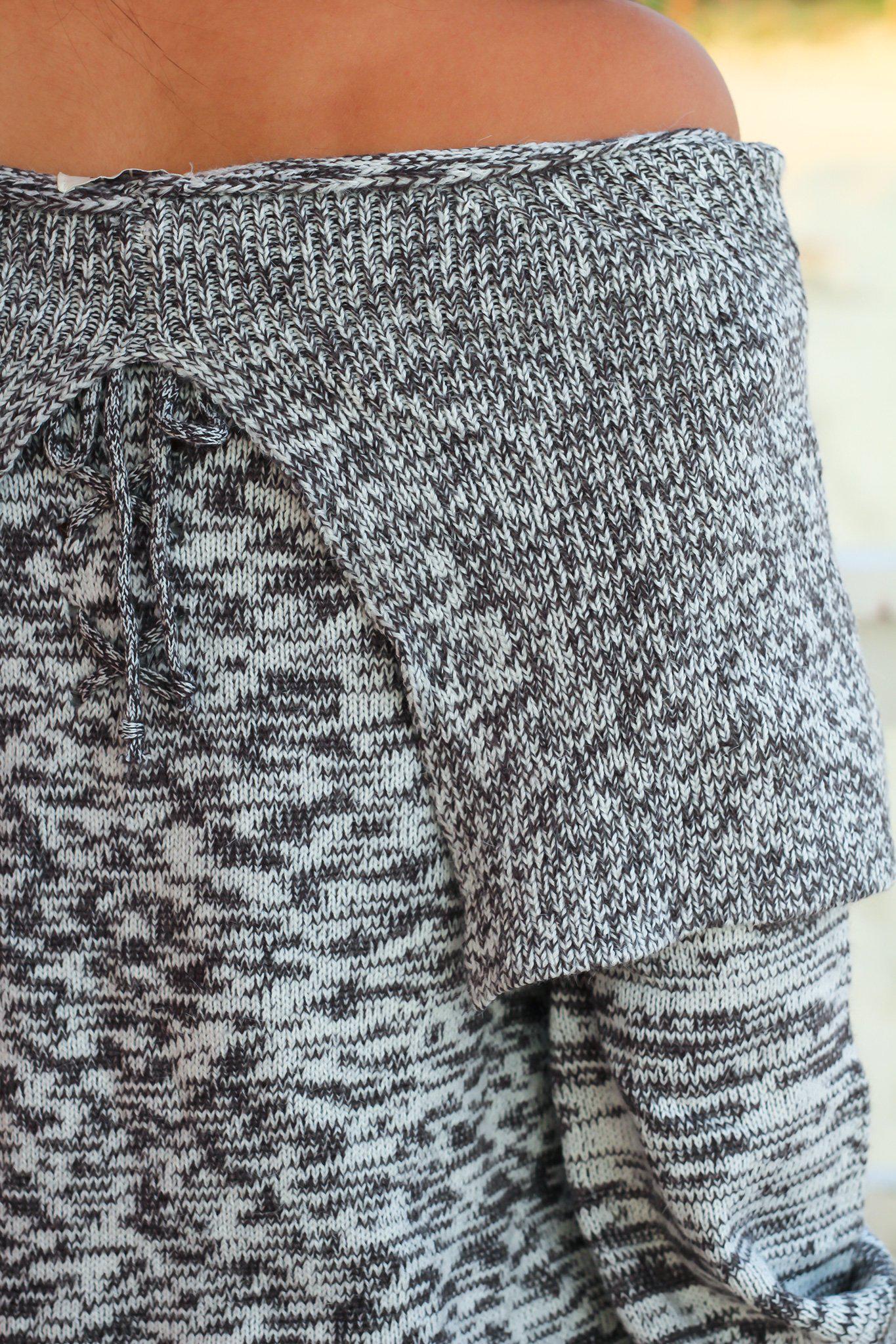 Charcoal Loose-Fit Oversized Long-Sleeve Knit Sweater