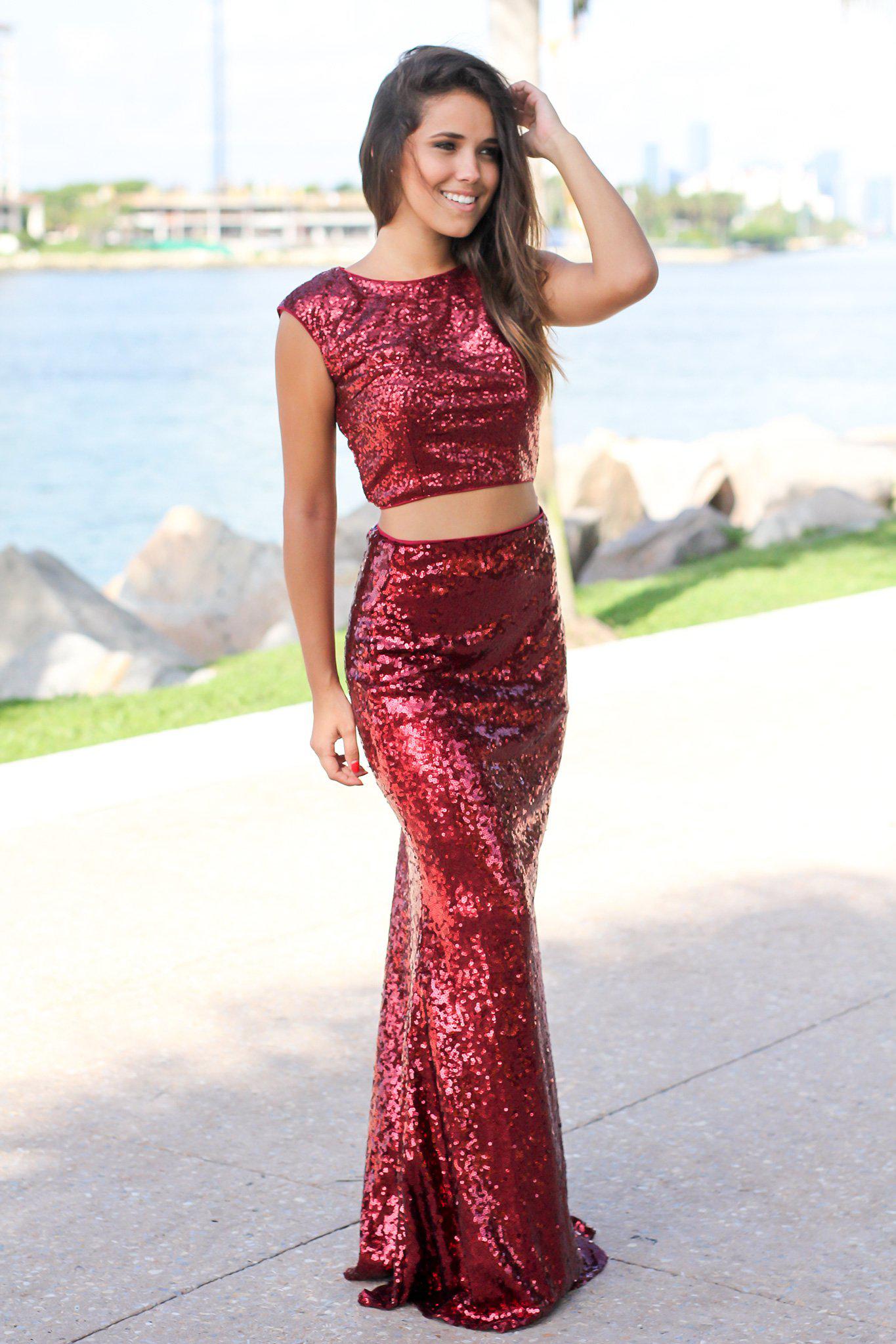 Gorgeous Burgundy Sequin Women's Party Top