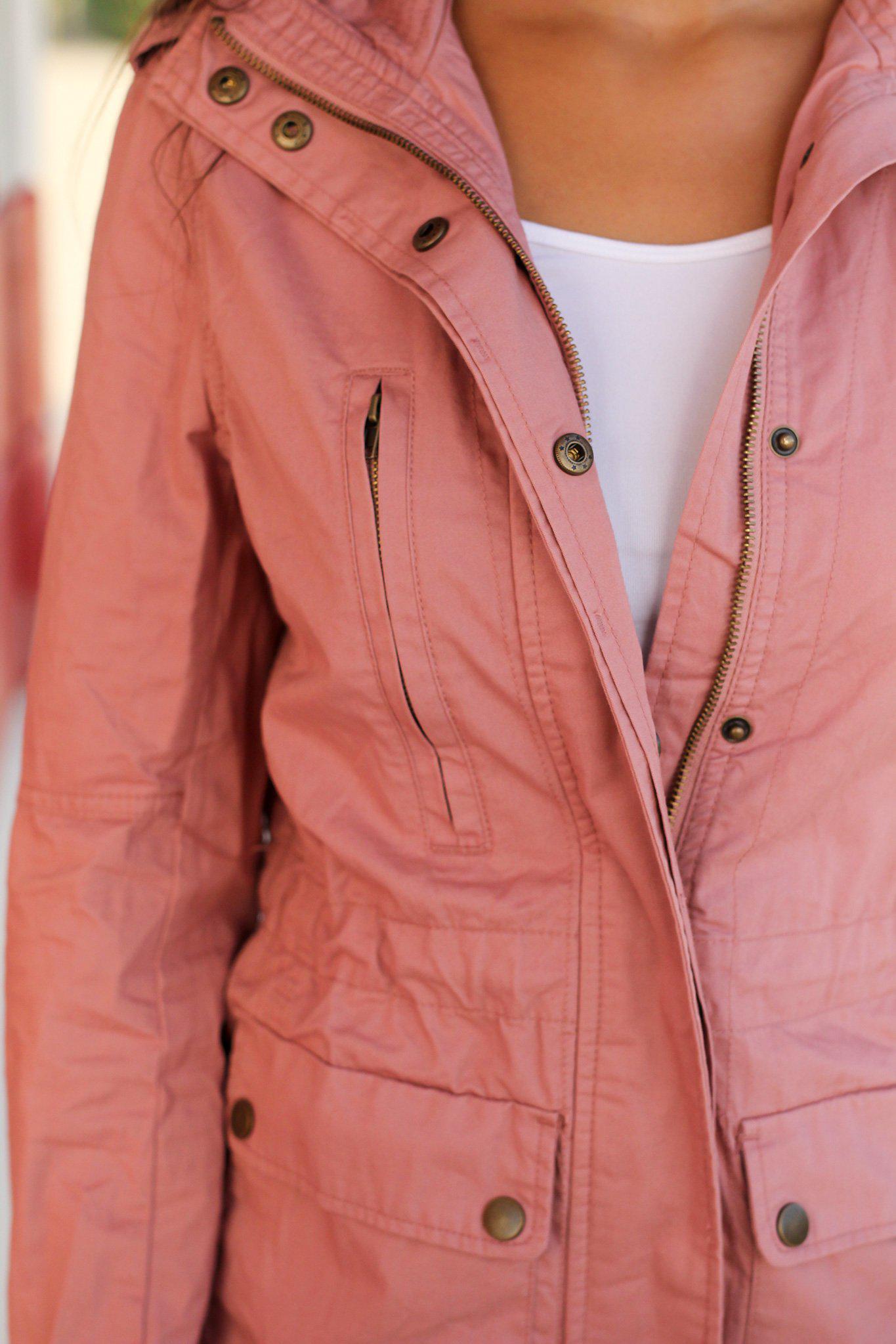 Charming Mauve Cotton Fall Jacket for Women