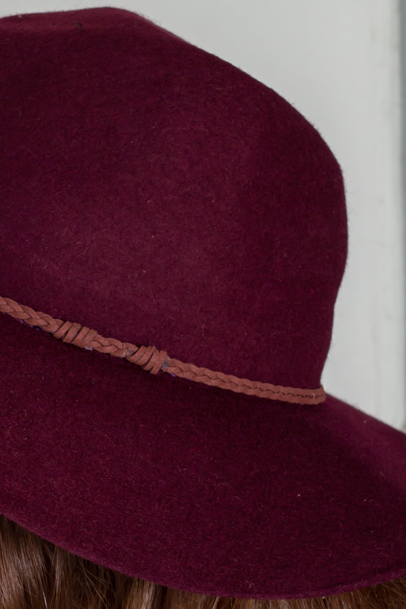 Stylish Burgundy 100% Wool Adjustable Panama Hat for Fall