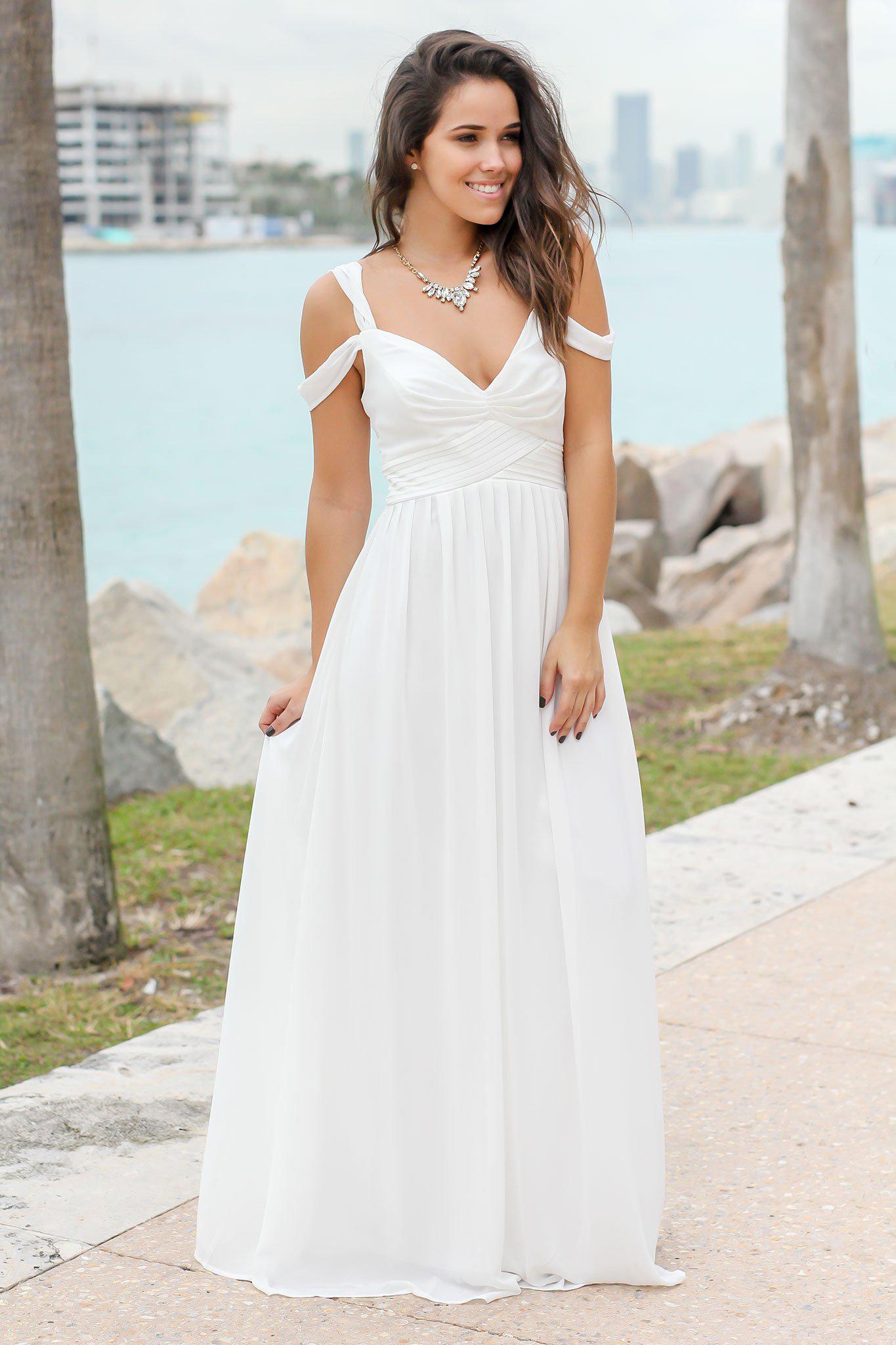 Elegant Ivory Off-the-Shoulder Long Maxi Dress for Special Occasions