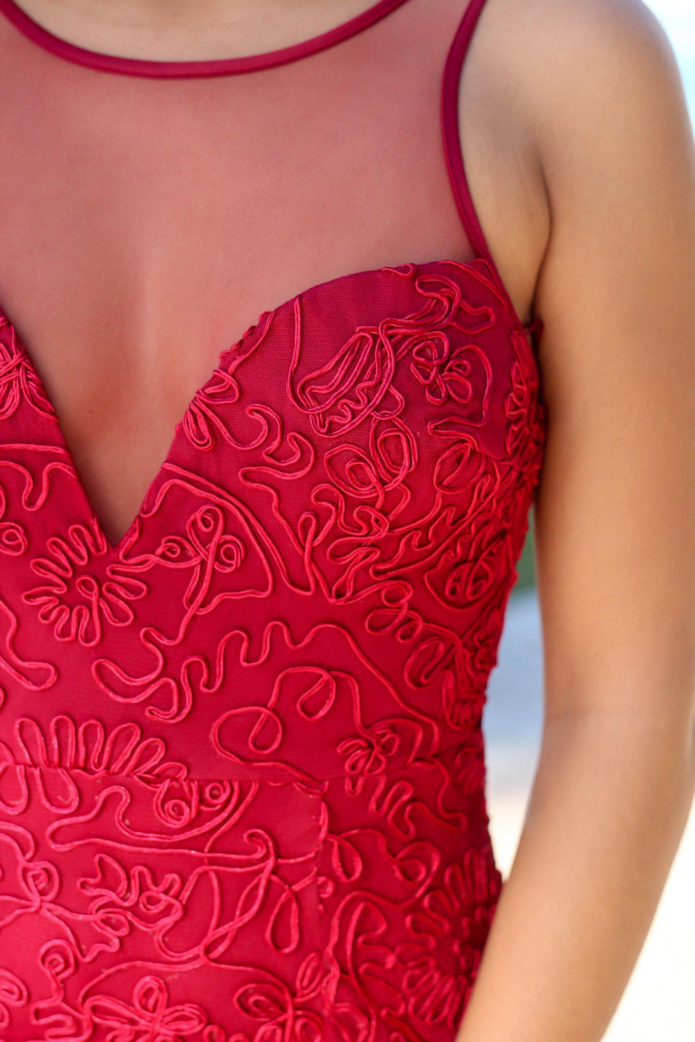 Stunning Burgundy Women's Maxi Dress Featuring Elegant Mesh Detail