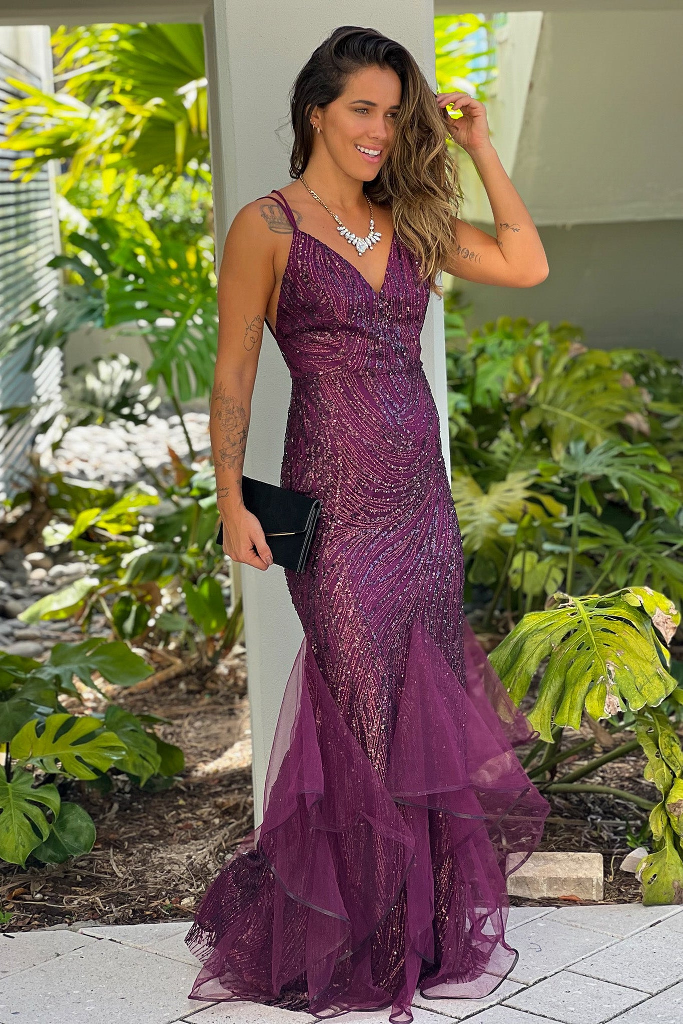 Elegant Maroon Glittery Long Formal Maxi Dress for Special Events