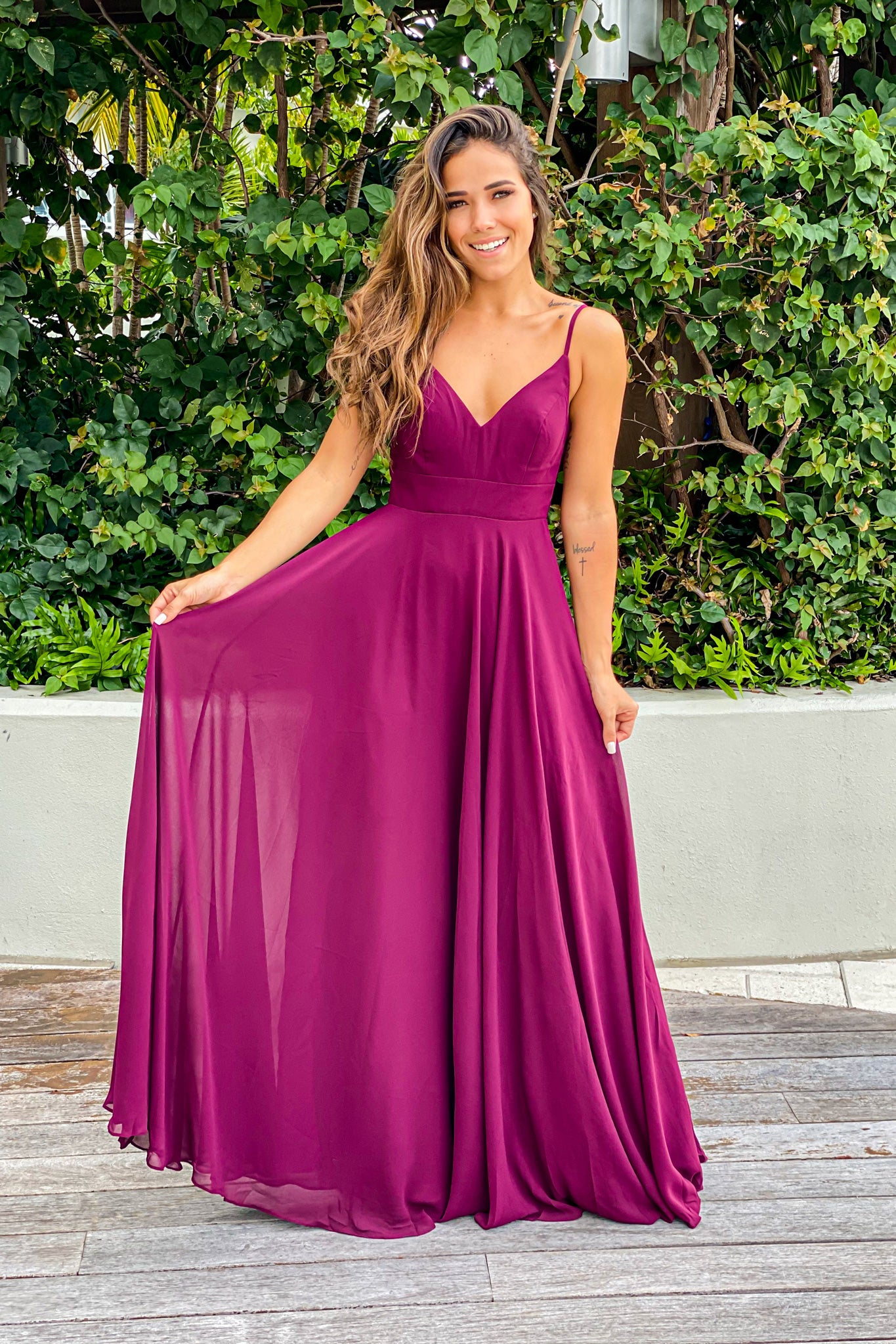 Elegant Burgundy Sleeveless Maxi Dress with Embroidered Back and Button Design