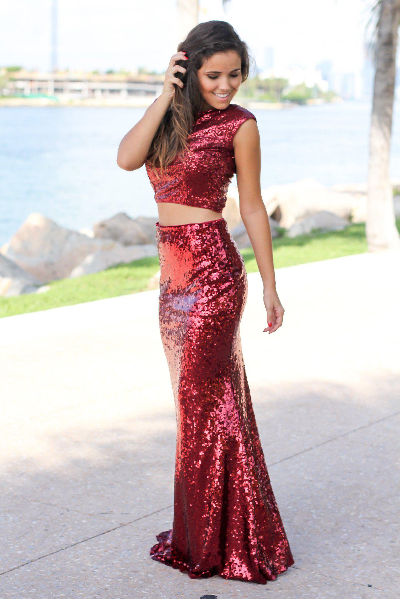 Gorgeous Burgundy Sequin Women's Party Top