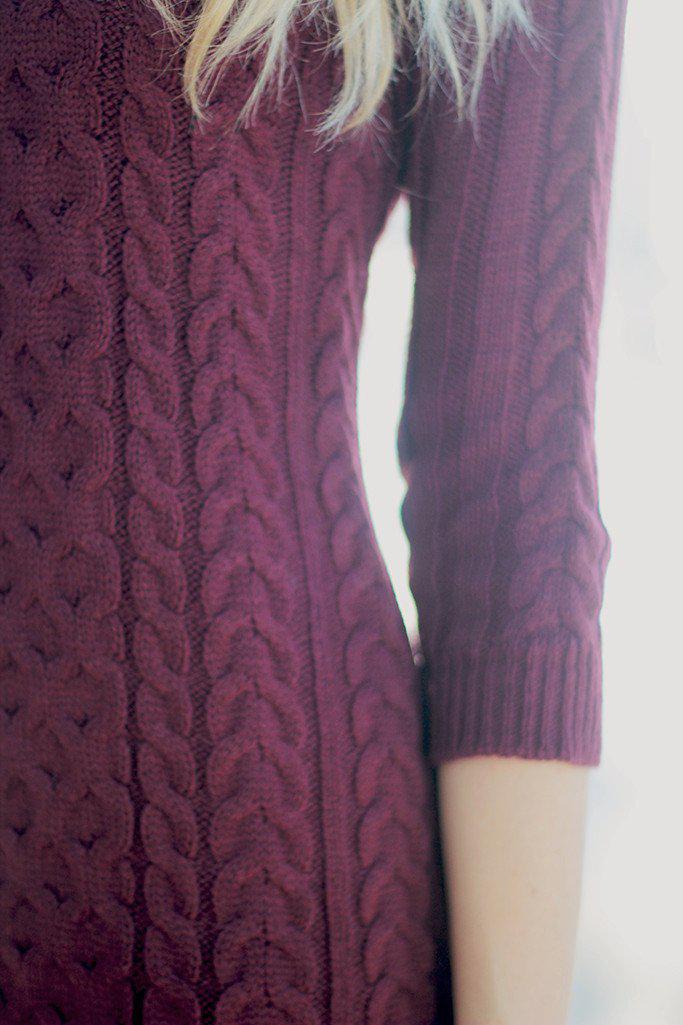 Stylish Burgundy Knitted Sweater Dress for Winter