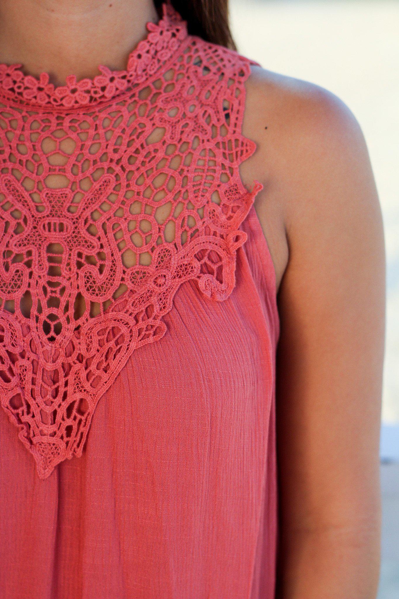 Stylish Marsala Colored Crochet Sleeveless Women's Top