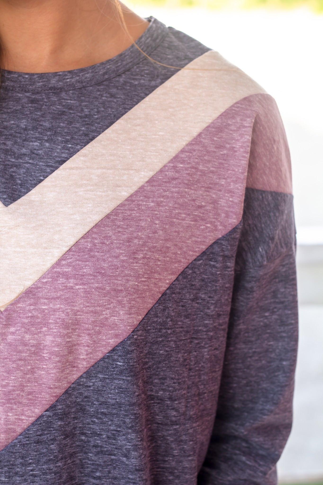 Stylish Charcoal Chevron Print Long - Sleeve Fall Sweater
