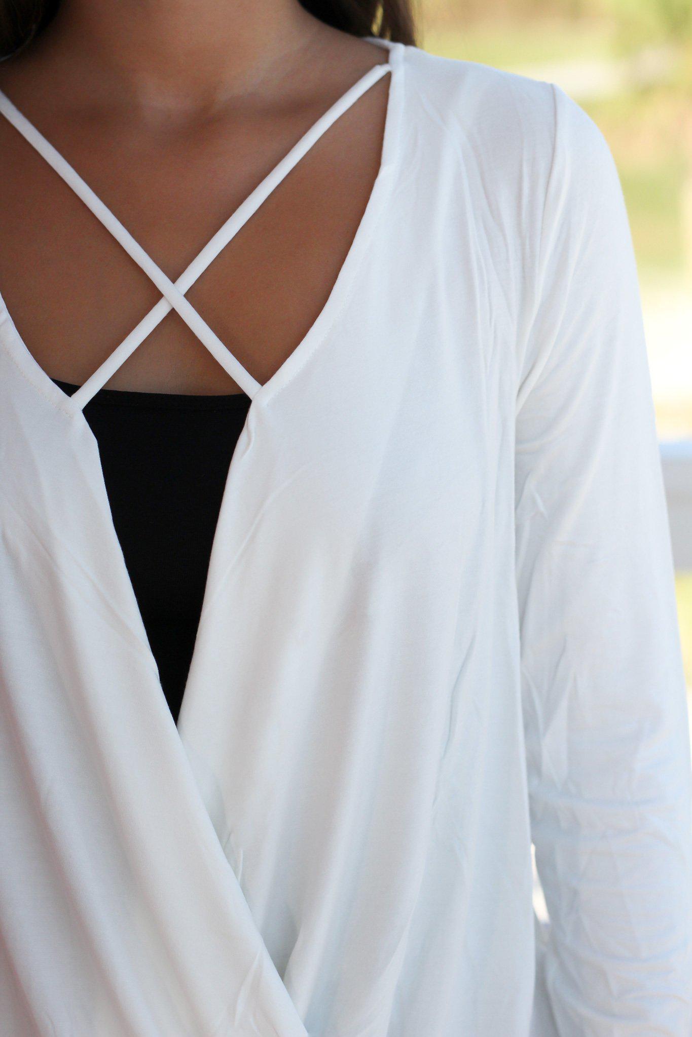 Ivory Elegant Criss Cross Draped Women's Fashion Top