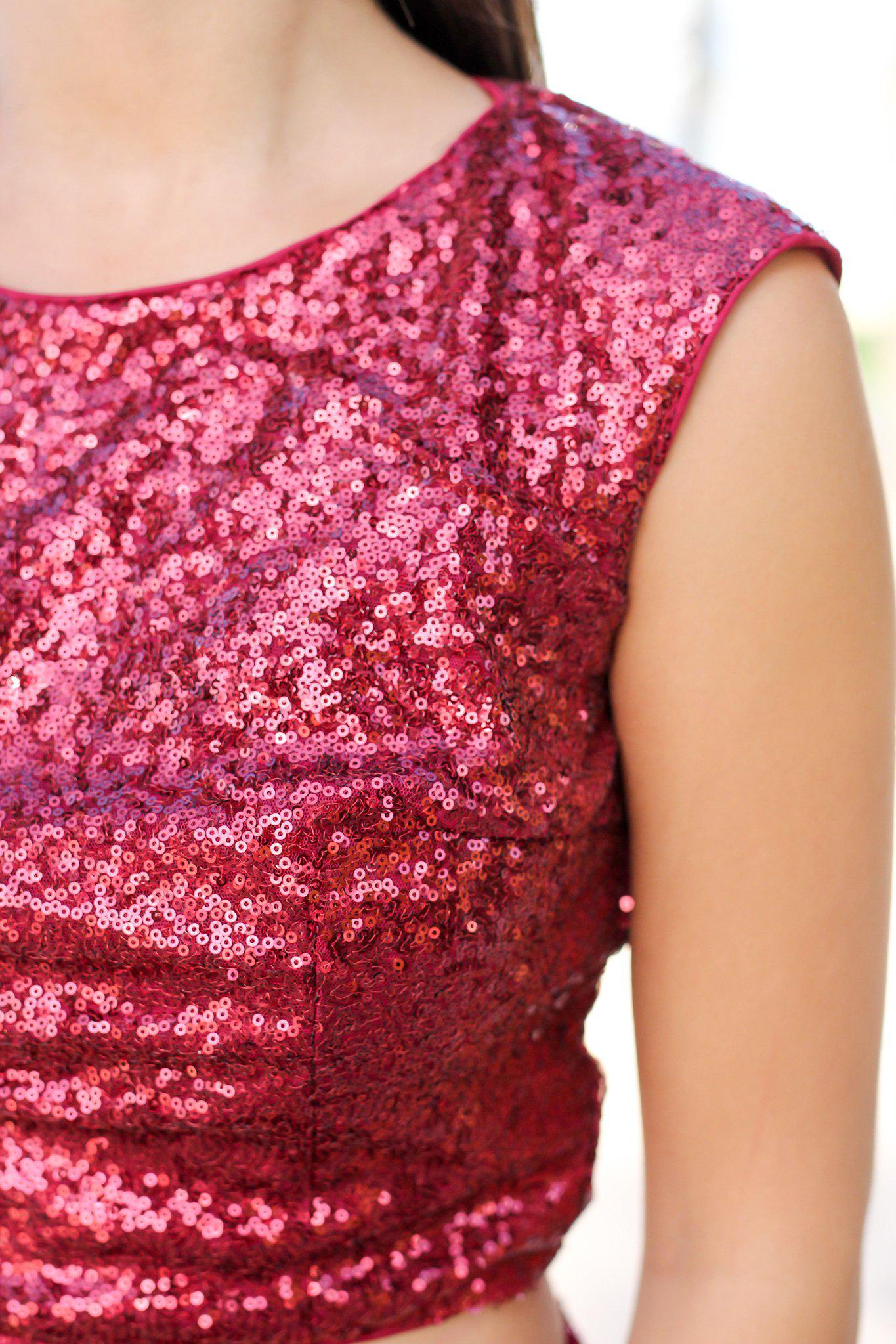Gorgeous Burgundy Sequin Women's Party Top