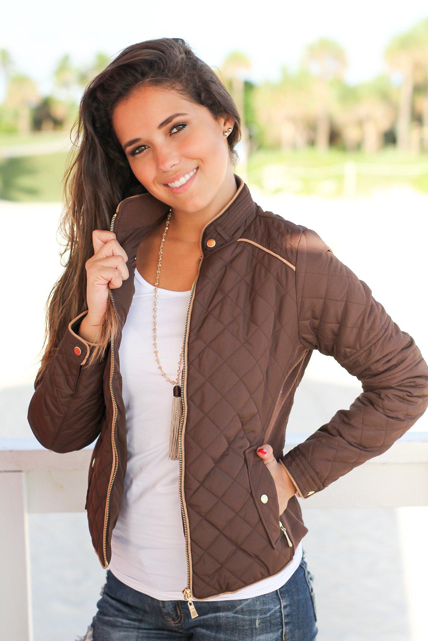 Stylish Brown Quilted Winter Jacket for Fashionable Look