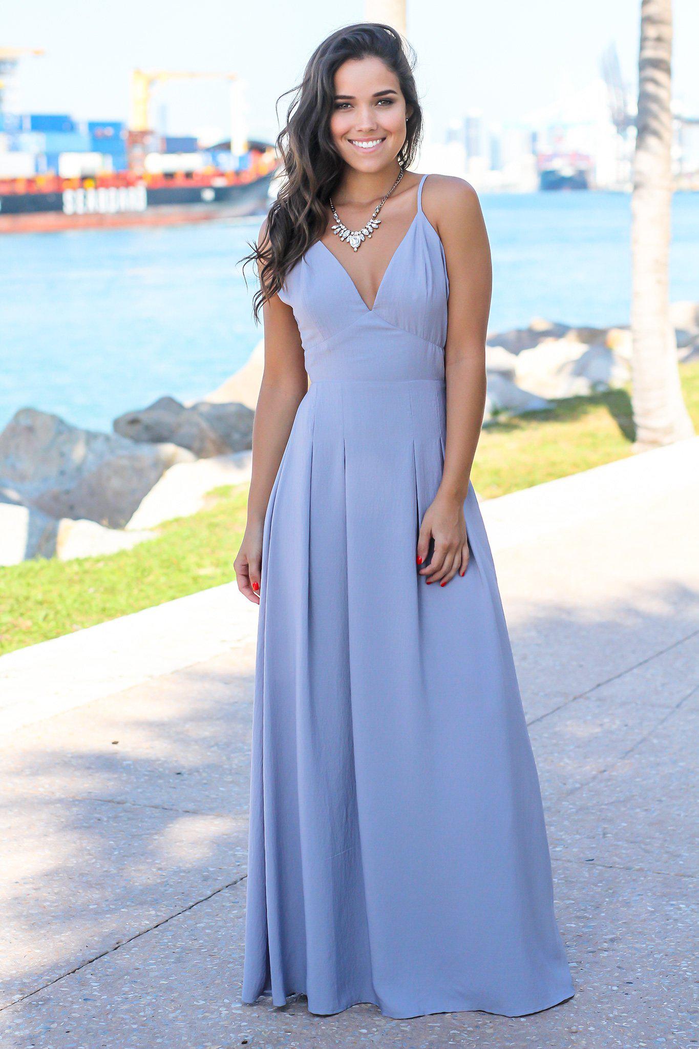 Stunning Lilac Gray Sleeveless Open-Back Maxi Dress for Summer