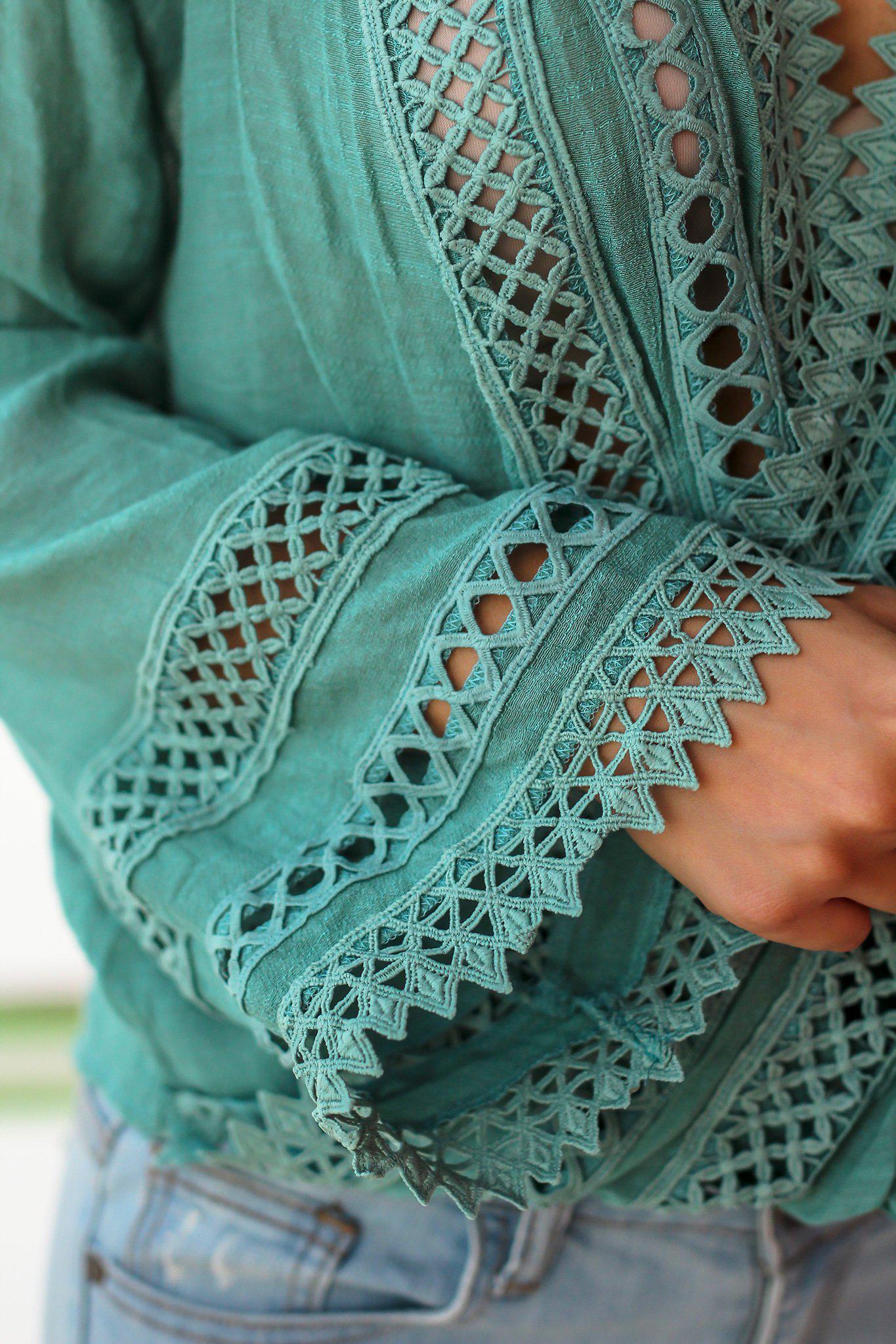 Exquisite Jade Handmade Crochet Wrap Style Women's Top