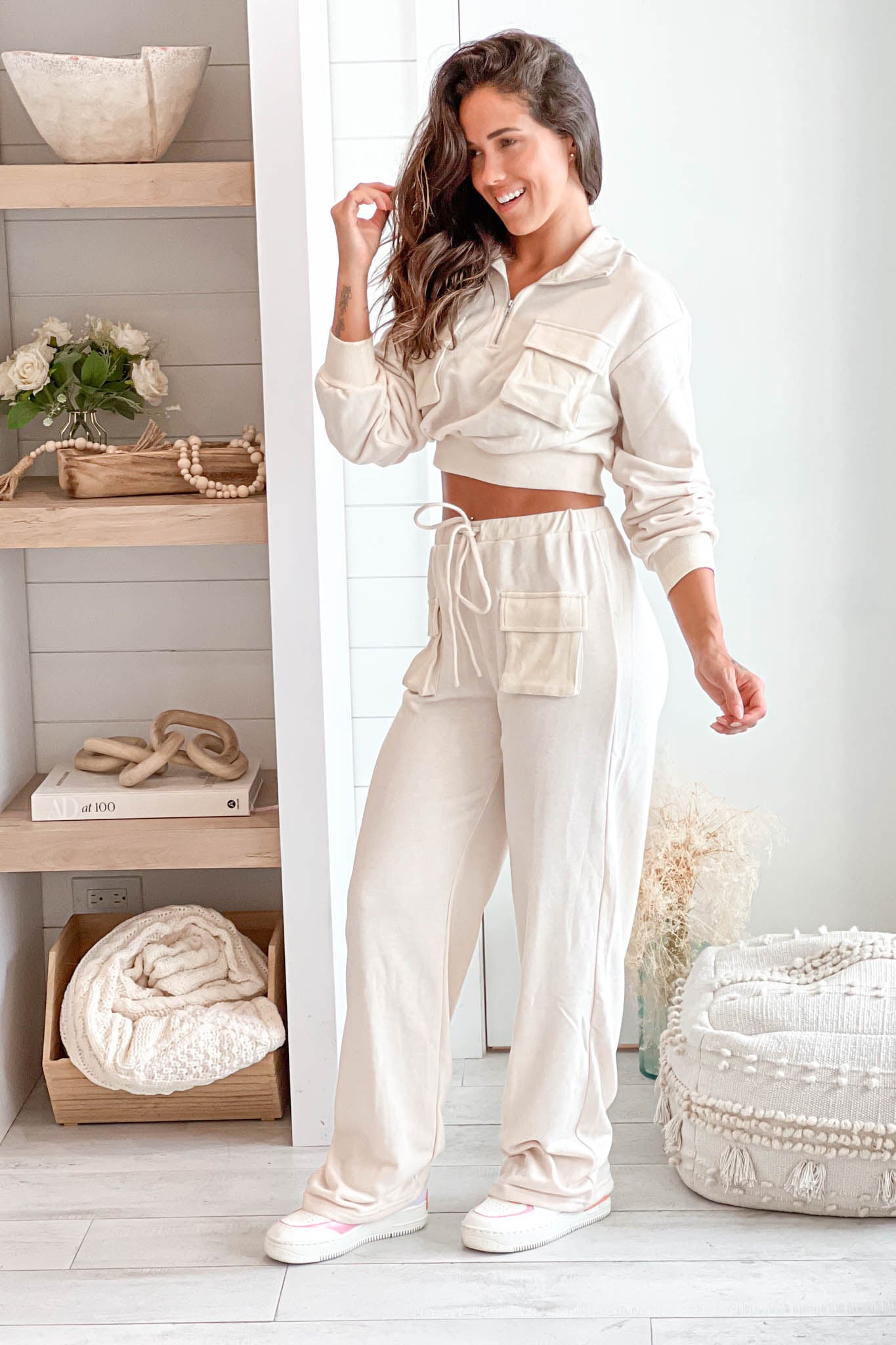 Stylish Ivory Joggers with Two Functional Pockets