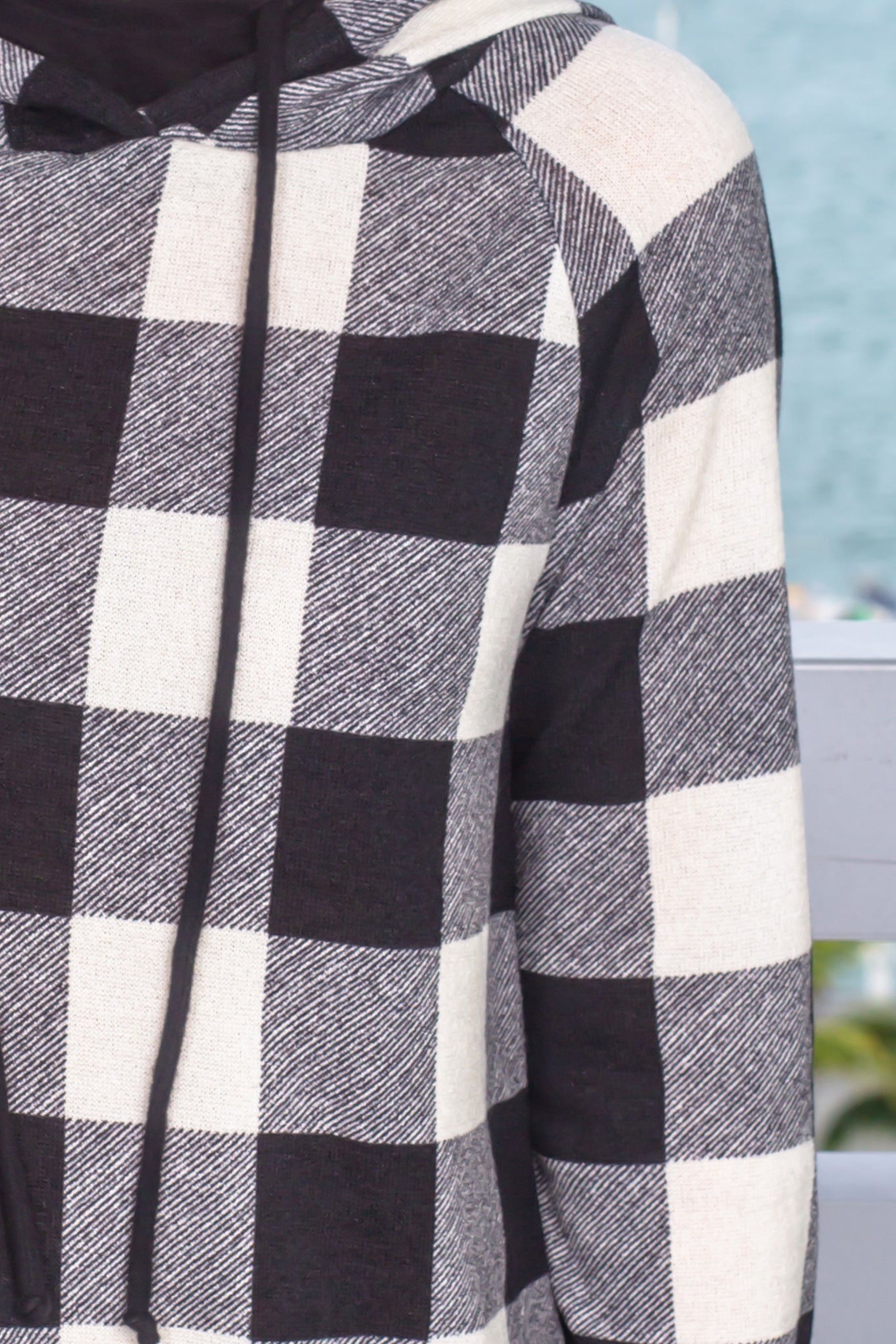 Stylish Ivory Plaid Oversized Casual Hoodie for Comfort