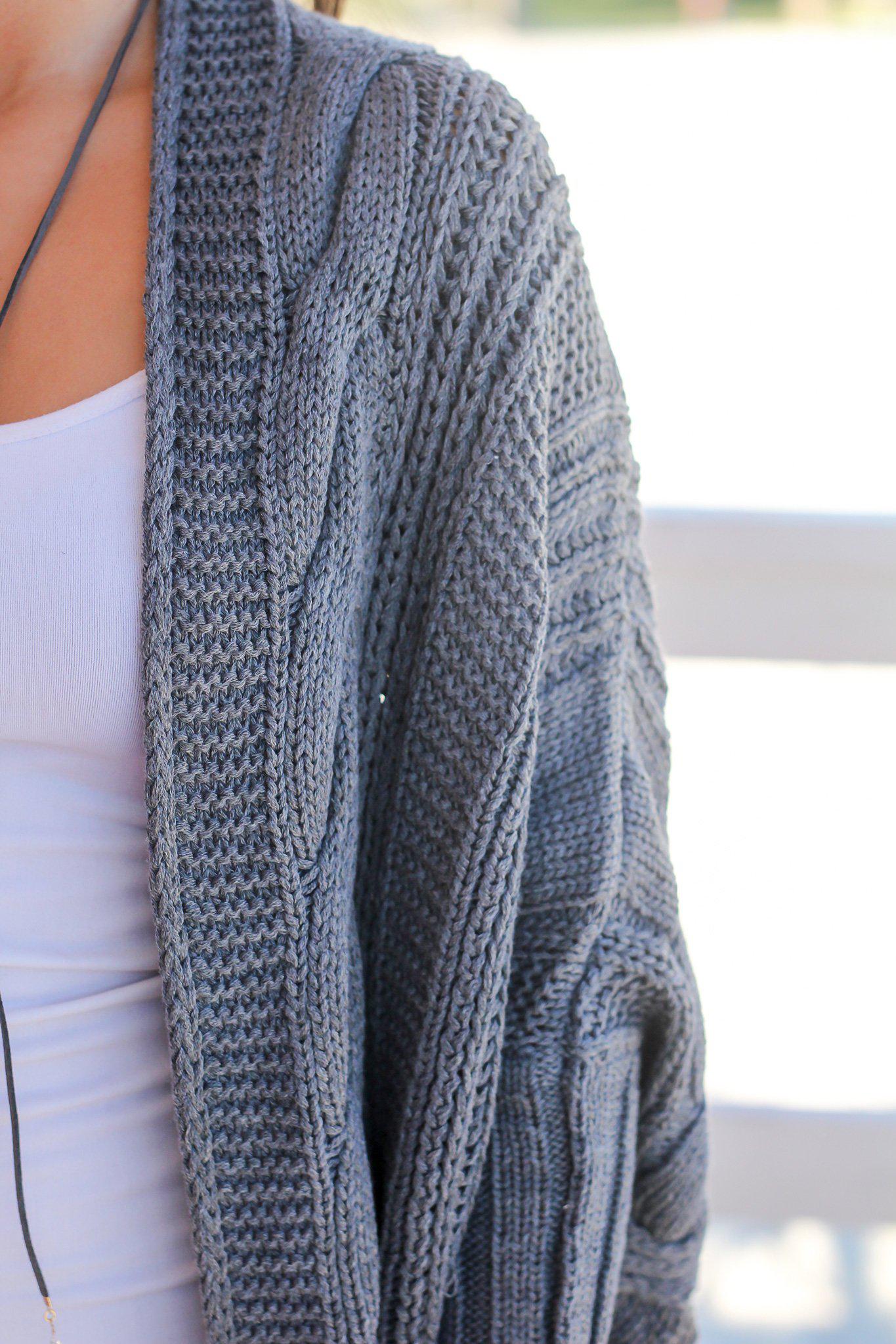 Stylish Charcoal Oversized Acrylic Knit Cardigan for Fall and Winter