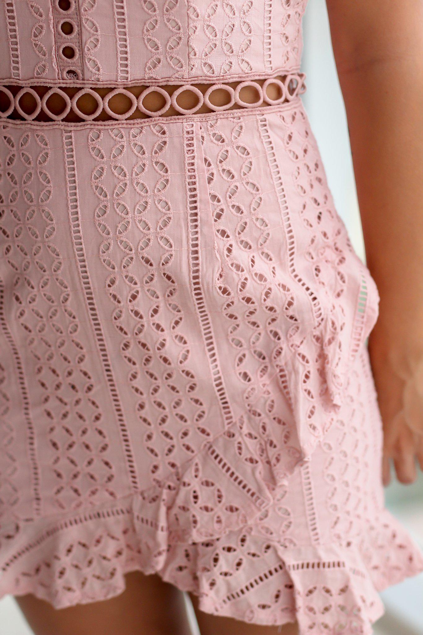 Charming Light Lavender Embroidered Short Women's Summer Dress