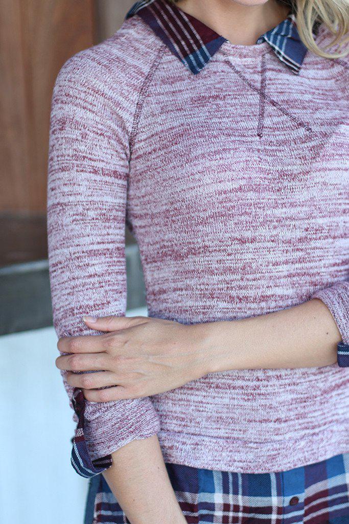 Stylish Burgundy Plaid Layered Women's Top for a Preppy Look