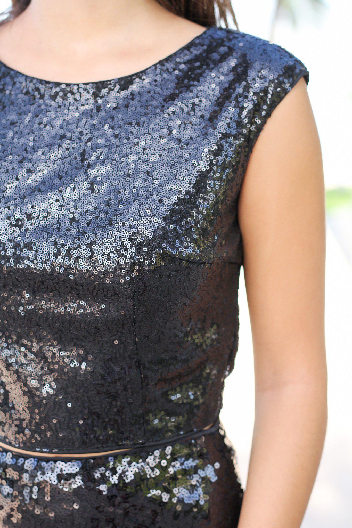 Gorgeous Black Sequin Women's Fashion Top for Special Occasions