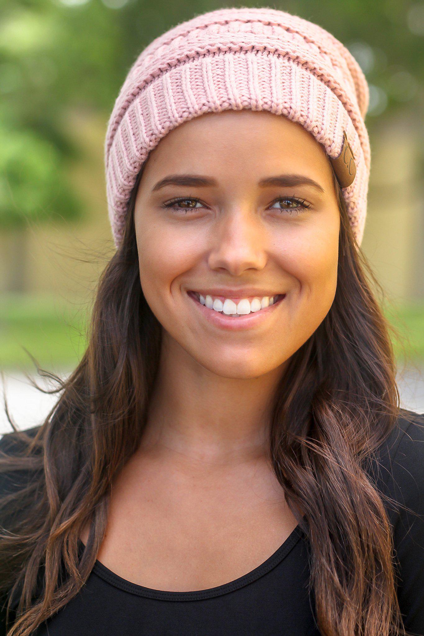 Fashionable Indi Pink Acrylic Knit Beanie for Fall and Winter