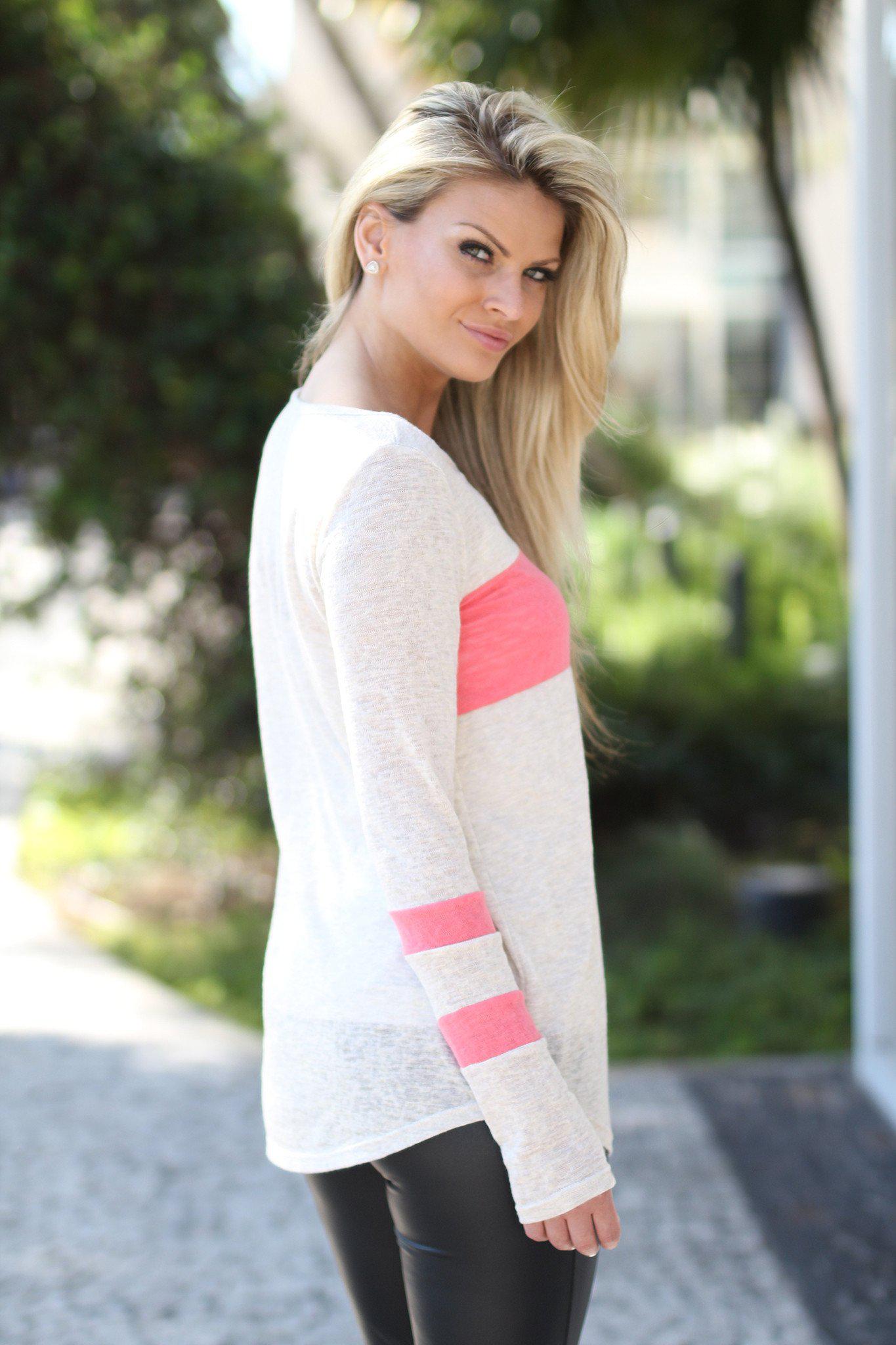 Chic Ivory and Pink Color - Block Top for Spring/Summer