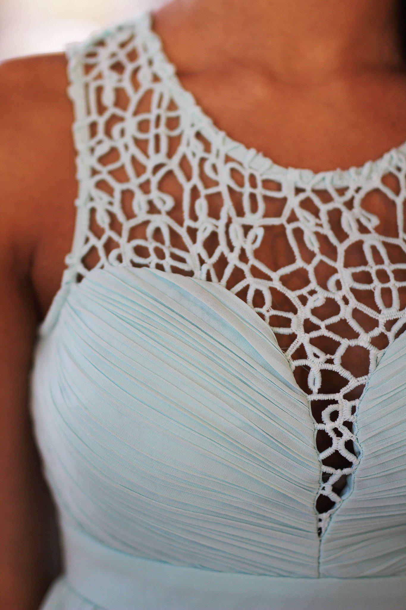 Charming Mint Polyester Crochet Short Dress for Special Occasions