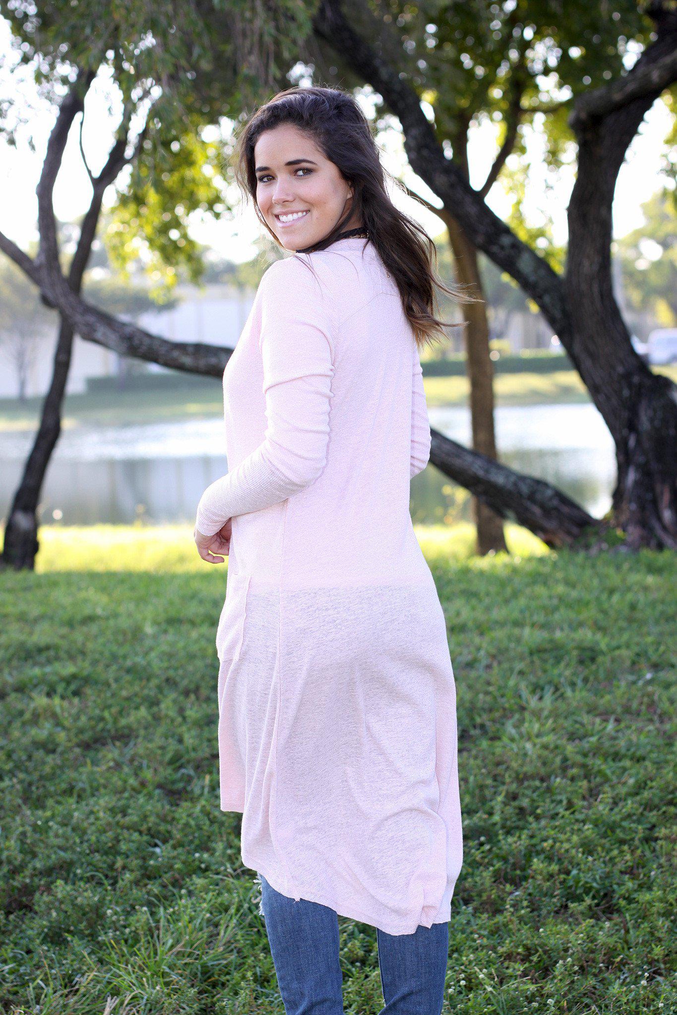 Stylish Lightweight Blush Open Duster Cardigan for Fashionable Look
