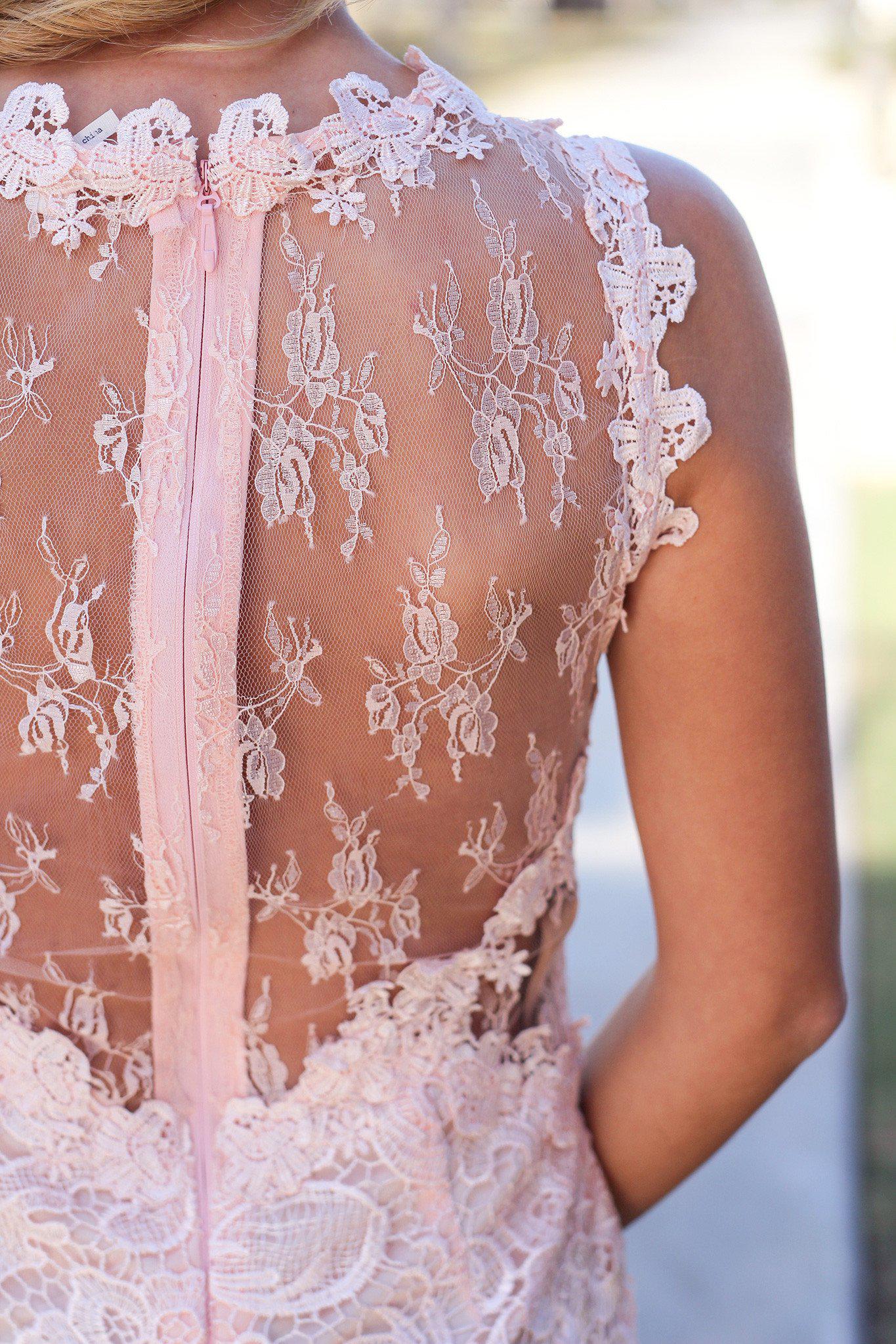 Gorgeous Ice Pink Sleeveless Lace Short Dress for Special Occasions