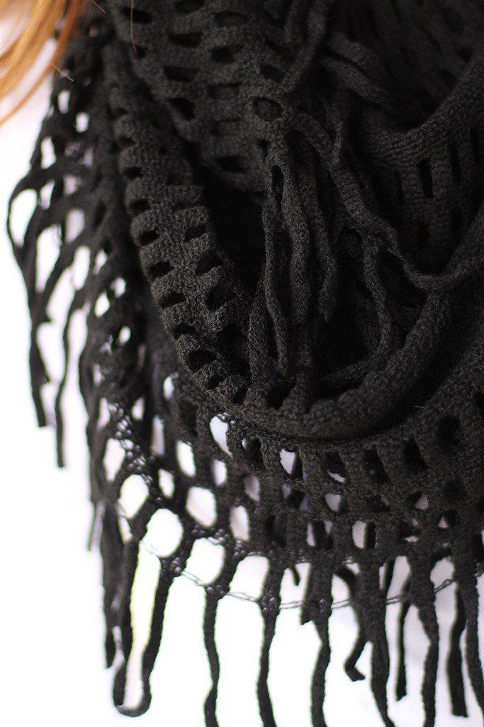 Super Soft and Lightweight Black Infinity Fringe Scarf for Fall/Winter 2015