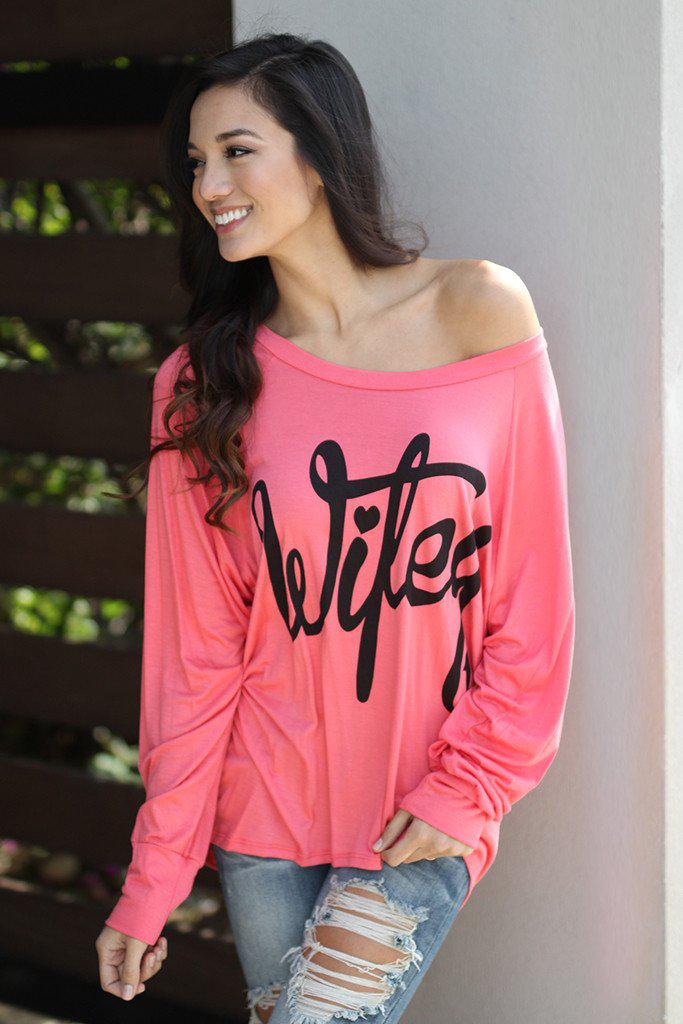 Coral-colored “Wifey” Women's Fashionable Top