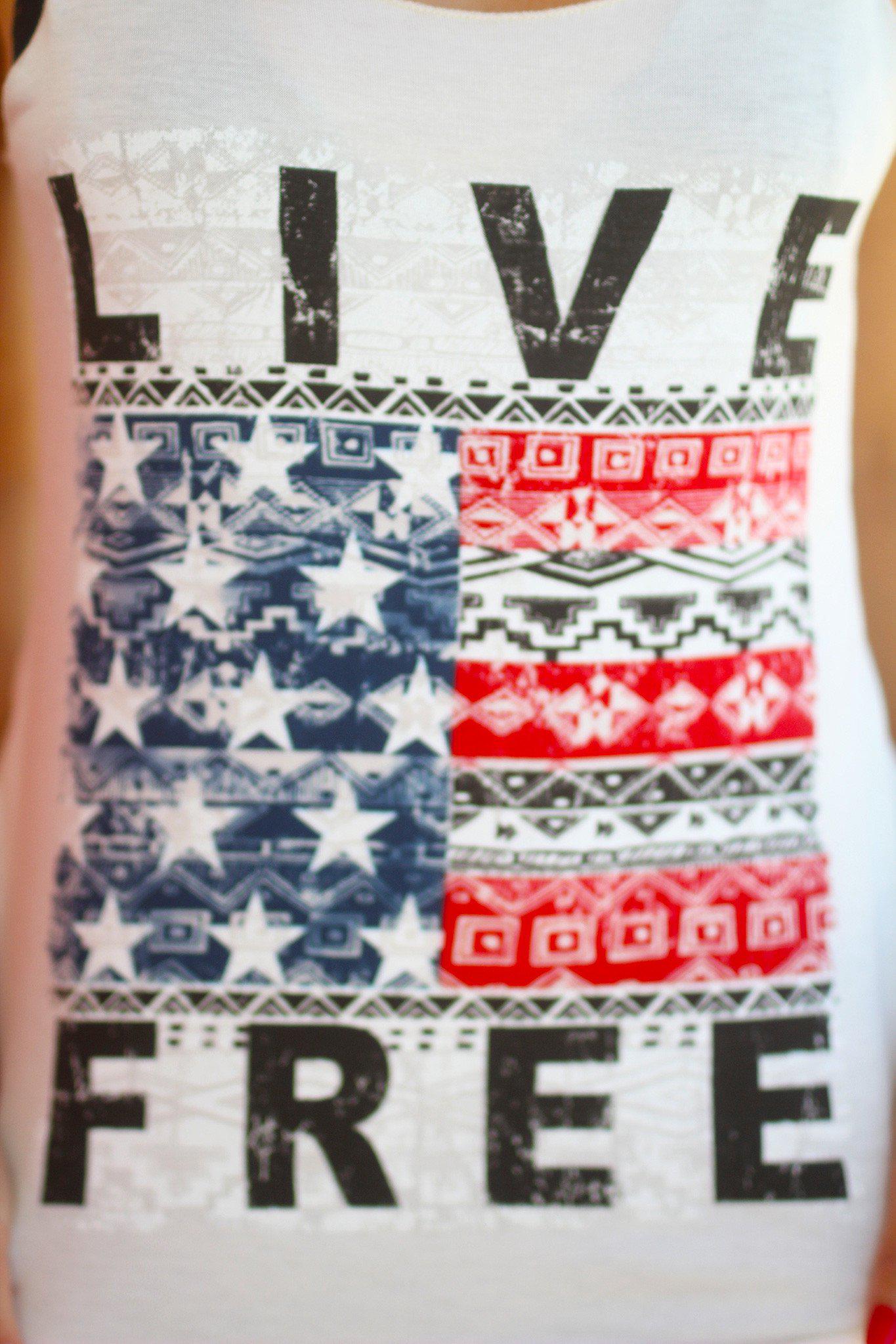 Ivory Colored Live Free Style Women's Tank Top for Summer