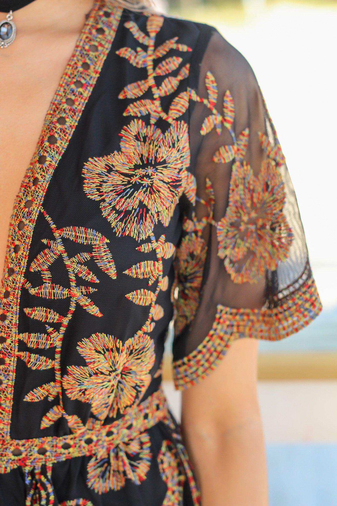 Exquisite Black Embroidered Short Lace Women's Romper